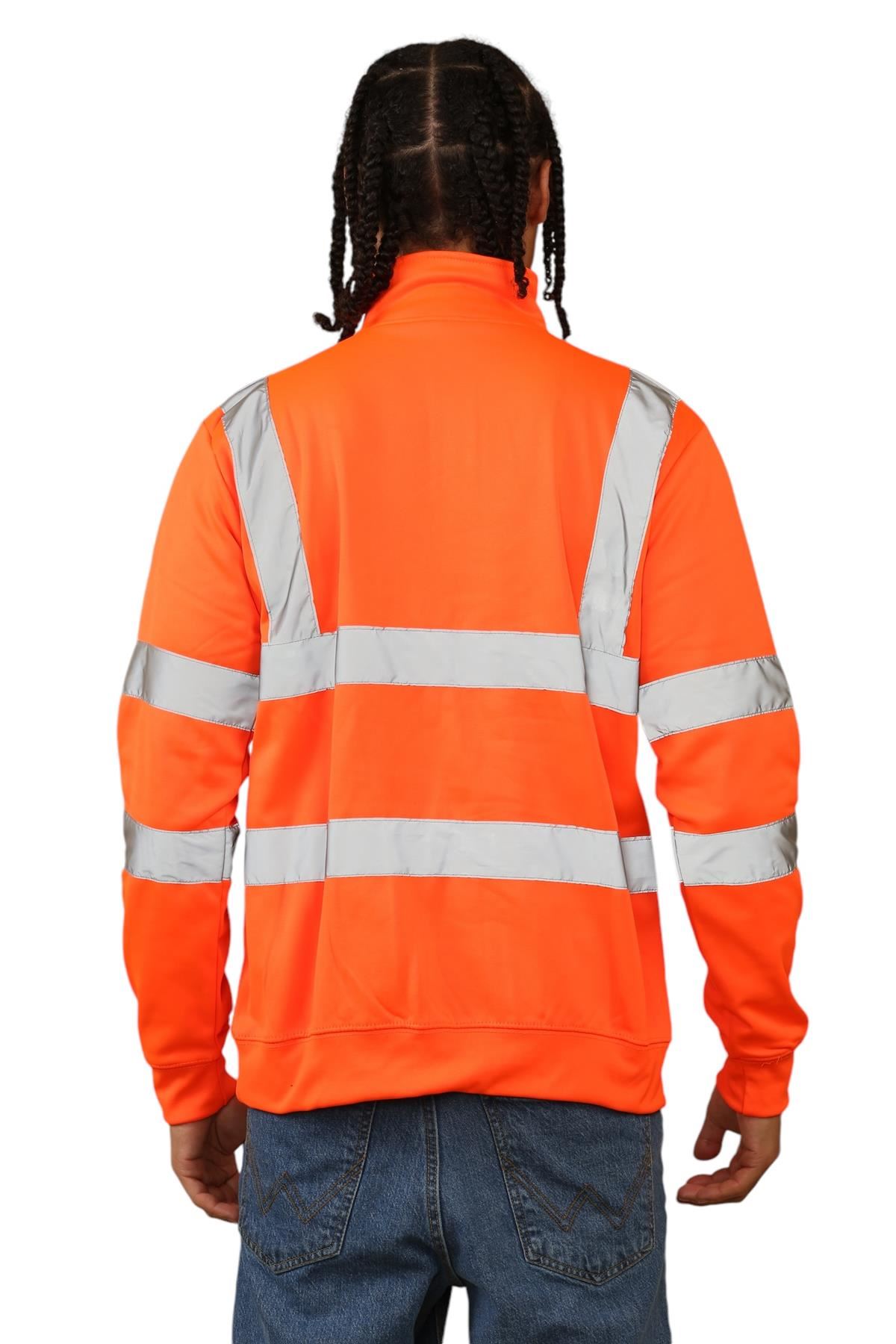 Sudadera de alta visibilidad para hombre con cremallera de cuarto de alta visibilidad reflectante seguridad trabajo jersey - Imagen 5 de 15