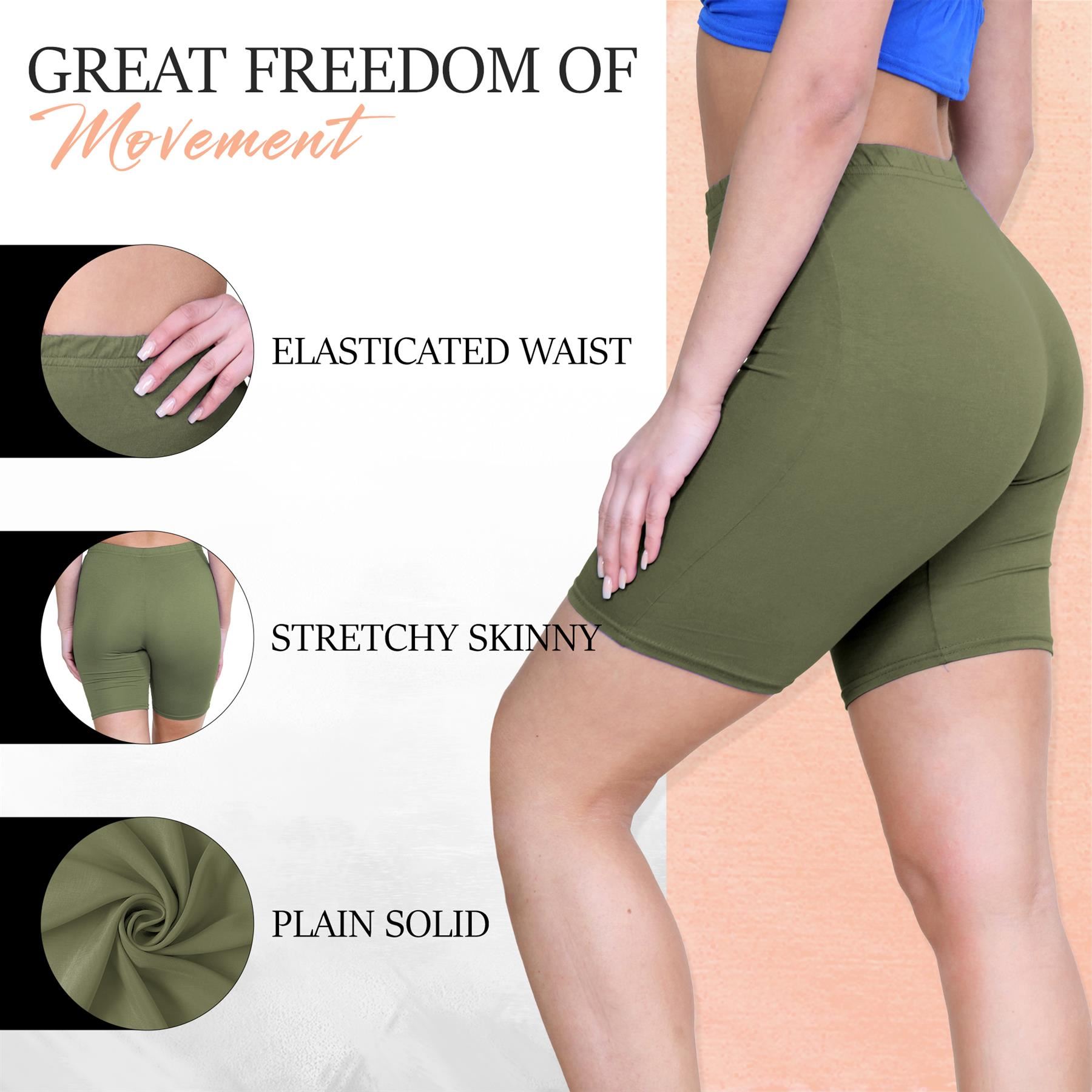 Pantalones Cortos de Ciclismo Lisos Para Mujer Baile Gimnasio Pantalones Cortos Elásticos Activos Paquete de 3 - Imagen 94 de 268