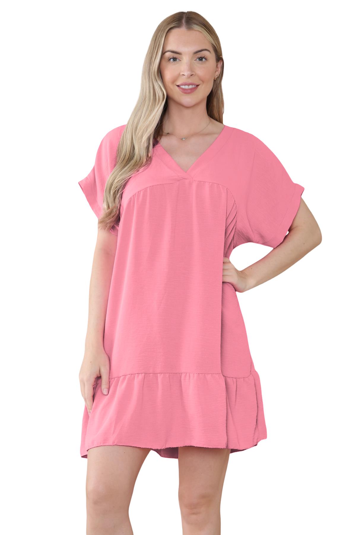 Mini top plisado liso italiano con cuello en V para mujer playa columpio - Imagen 12 de 54