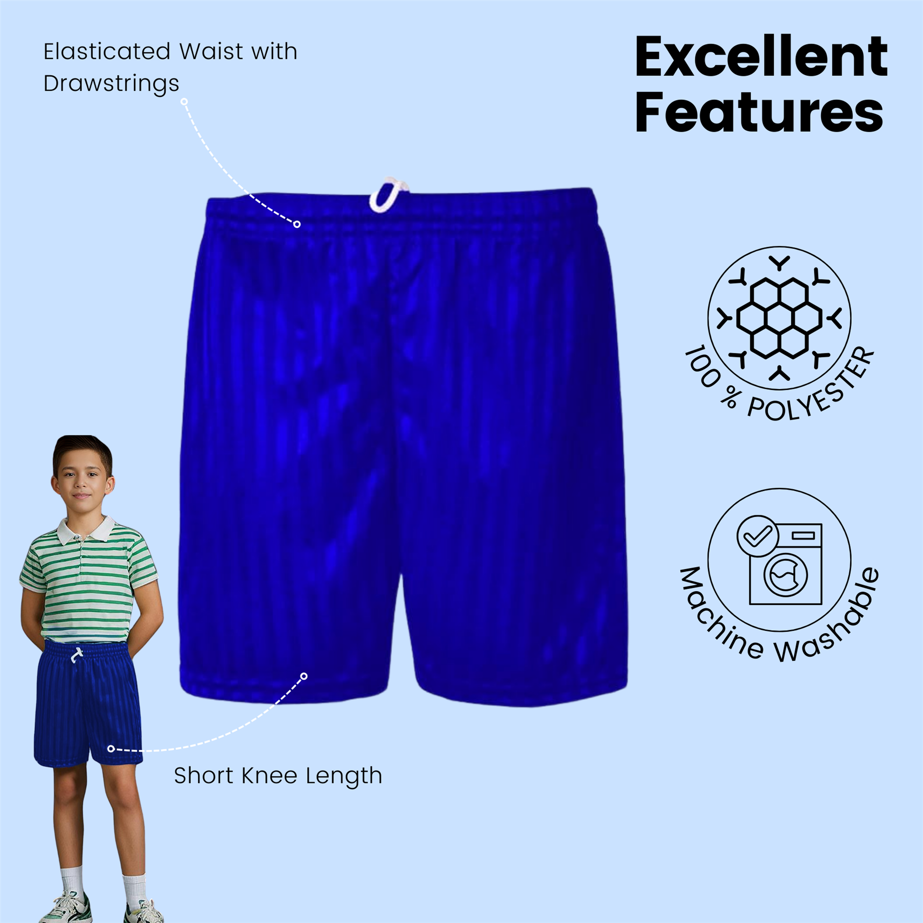 Niños Niñas PE Escuela Pantalones Cortos Uniforme Sombra Rayas Gimnasio Deportes Fútbol Paquete de 2 - Imagen 28 de 37