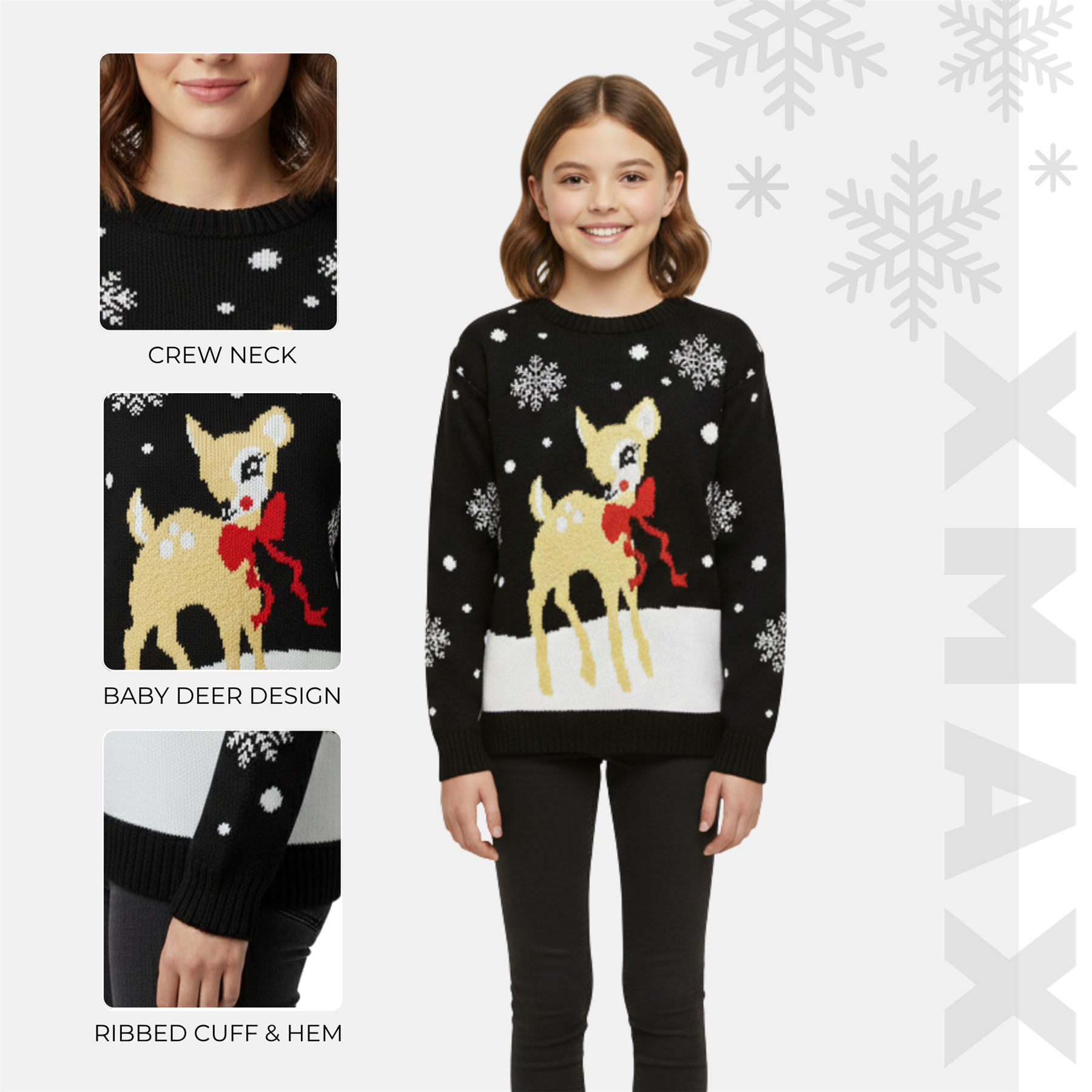 Kids Christmas Jumper Girls Boy Reindeer Sweater Children Novelty Xmas Sweater - Picture 6 of 97