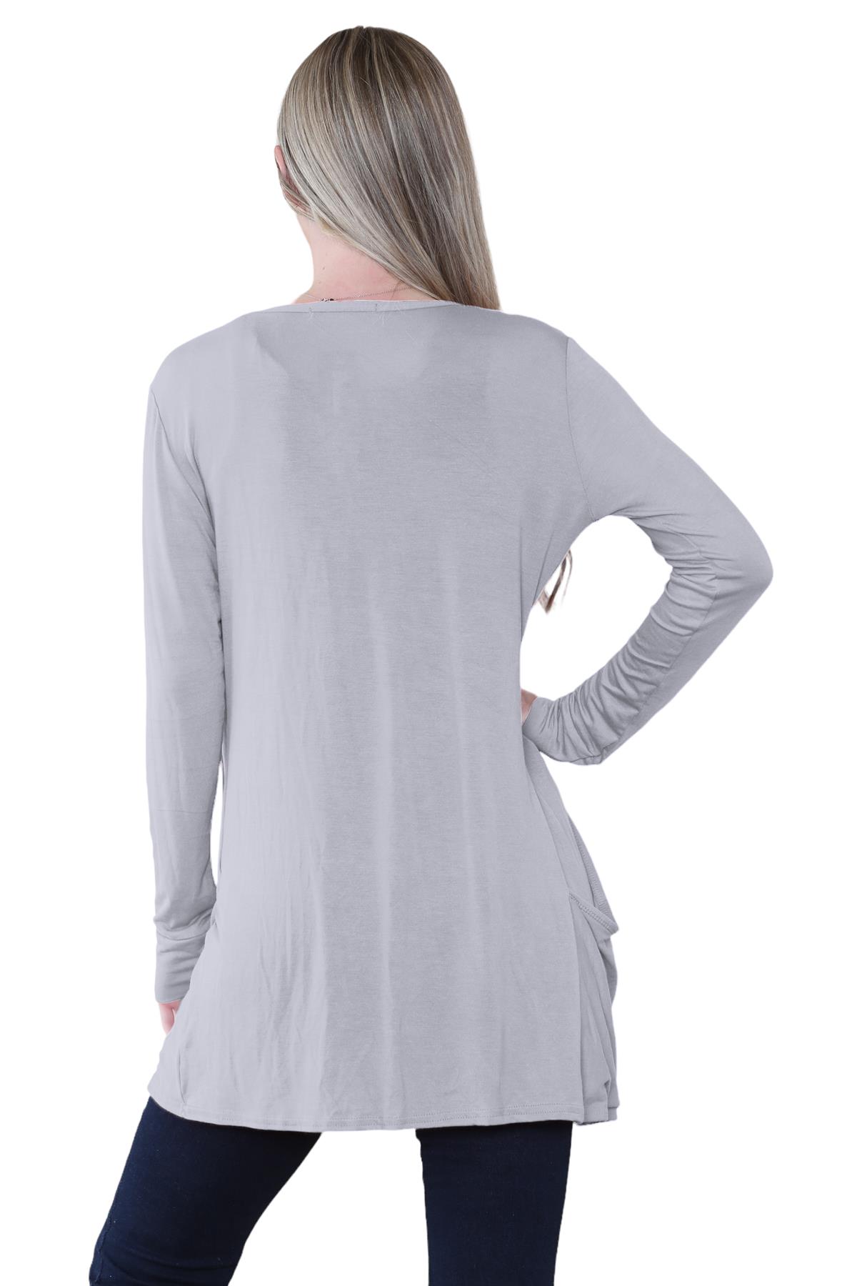 Boyfriend Cardigan Damen schlicht langärmelig offener Tropfen Tasche Freizeit Achselzucken Oberteil - Bild 47 von 148