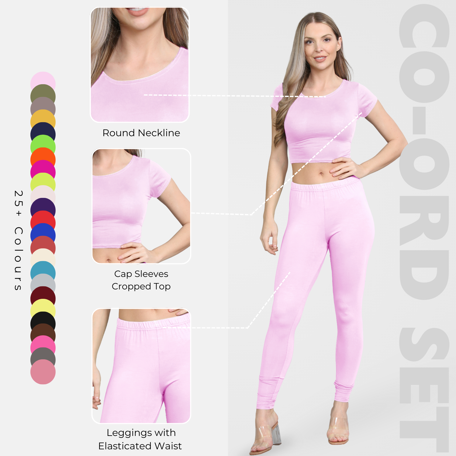 Damen Trainingsanzug Kurzarm Crop Top Sport Legging Workout Aktiv Lounge Set - Bild 19 von 148
