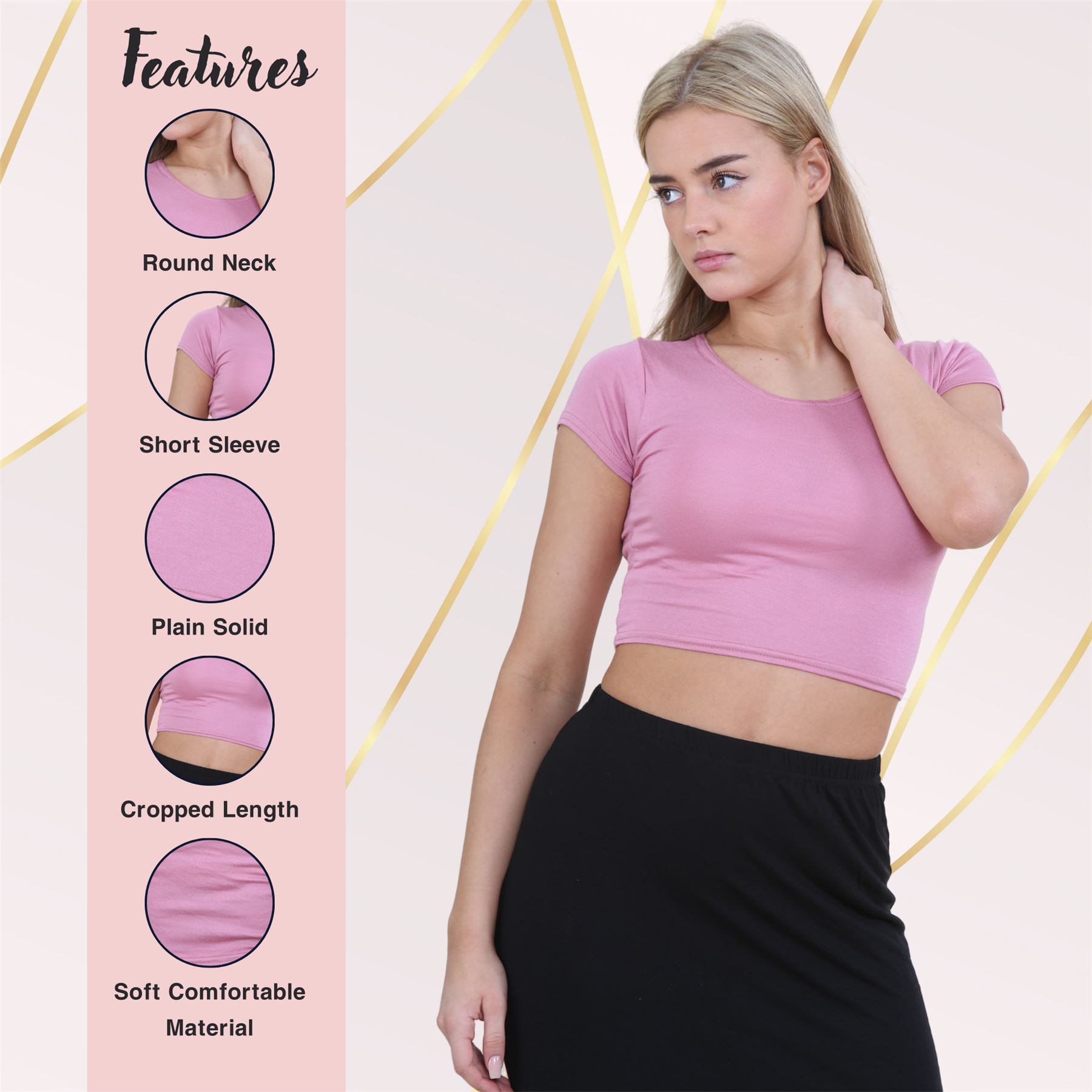 Crop Top Womens Cap Sleeve Top Plain Basic Stretchy Tee T-Shirt Short Vest Top - Picture 135 of 174