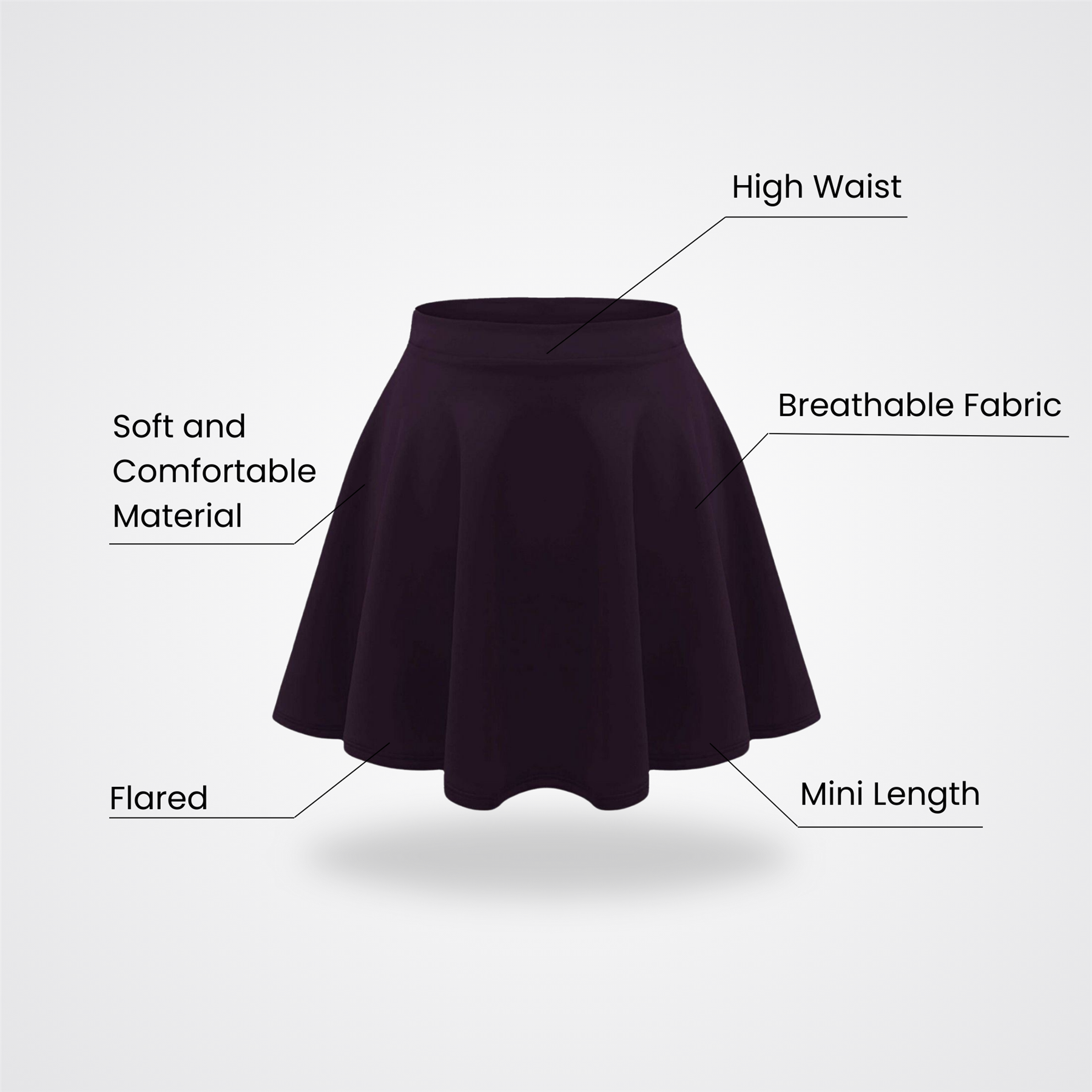 Girls Kids Plain Flared Skirt High Waistband Flippy Stretchy Short Skater Skirt - Picture 59 of 92