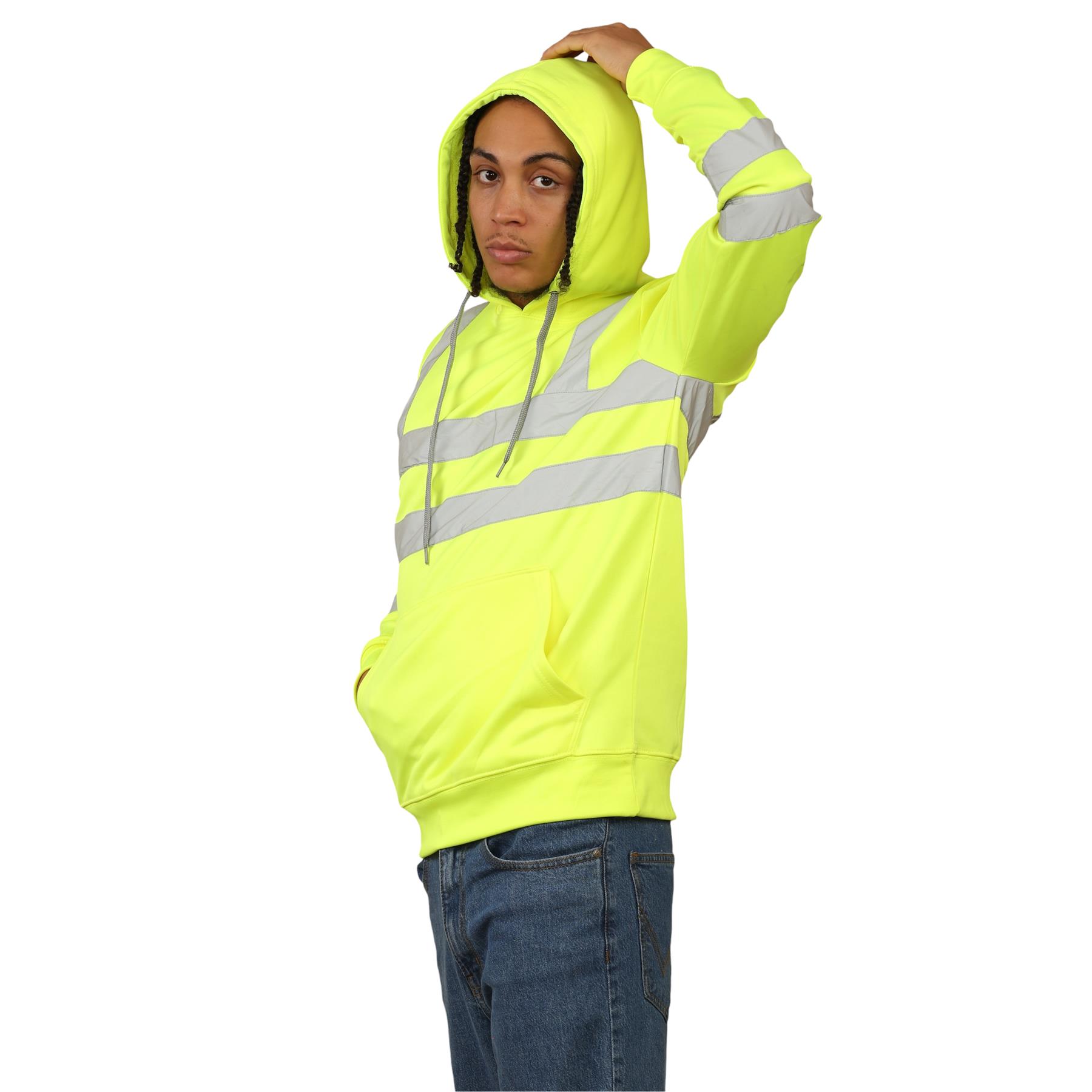 Sudadera con capucha para hombre Hi Vis alta visibilidad lana seguridad ropa de trabajo jersey con capucha saltador - Imagen 11 de 21
