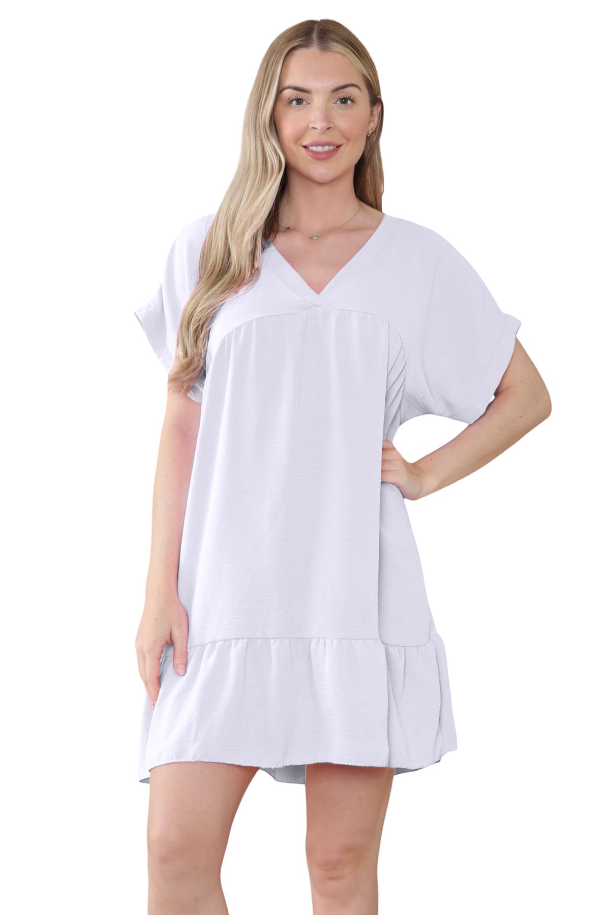 Mini top plisado liso italiano con cuello en V para mujer playa columpio - Imagen 50 de 54