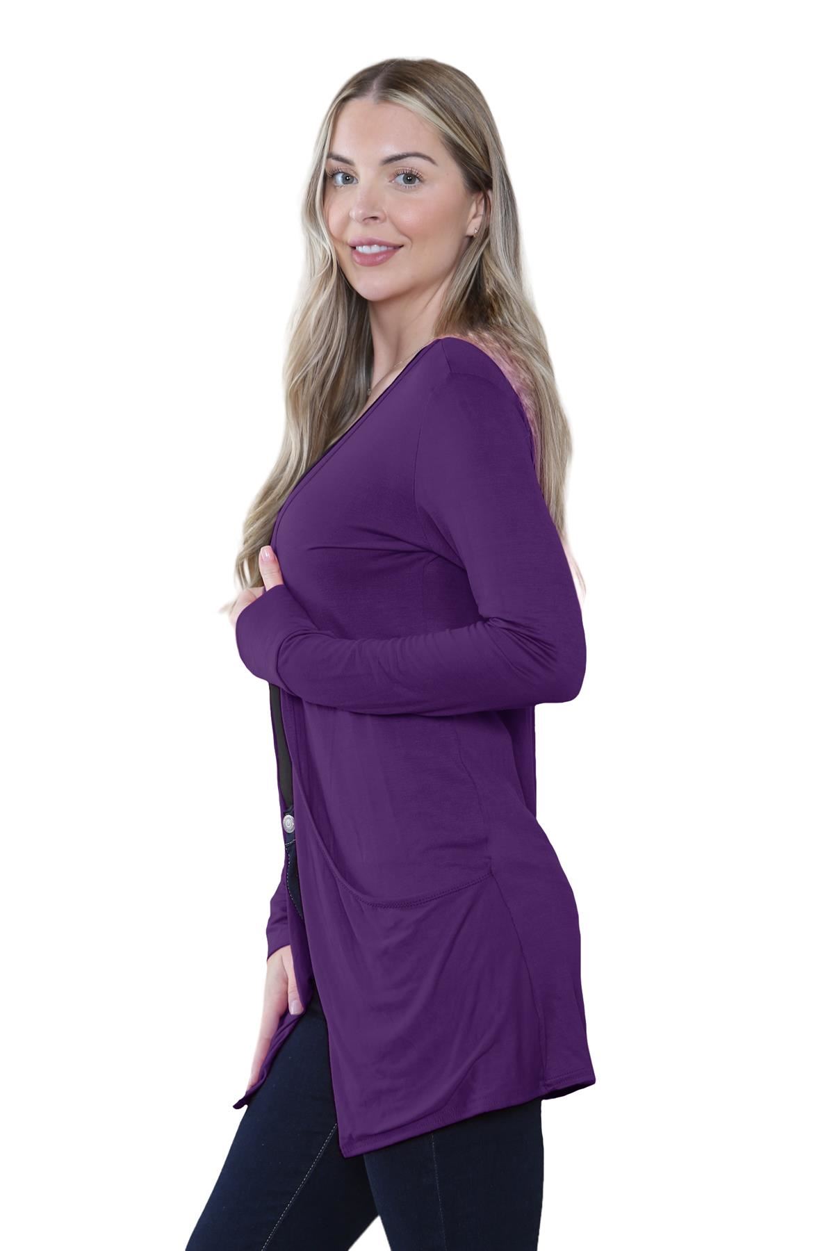 Boyfriend Cardigan Damen schlicht langärmelig offener Tropfen Tasche Freizeit Achselzucken Oberteil - Bild 99 von 148