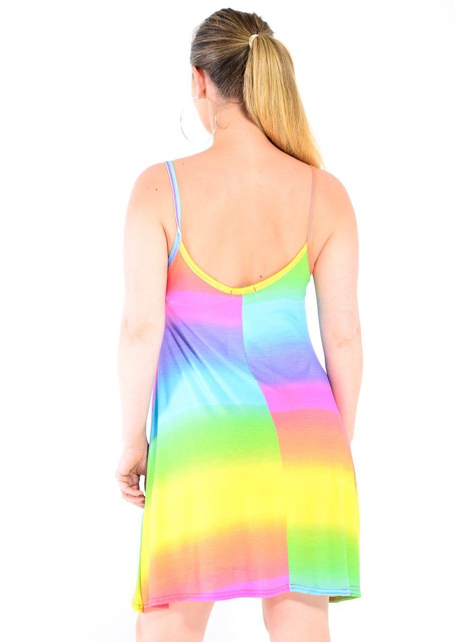 Womens Printed Cami Dress Flared Strappy Long Camisole Swing Mini Dress Vest Top - Picture 16 of 21