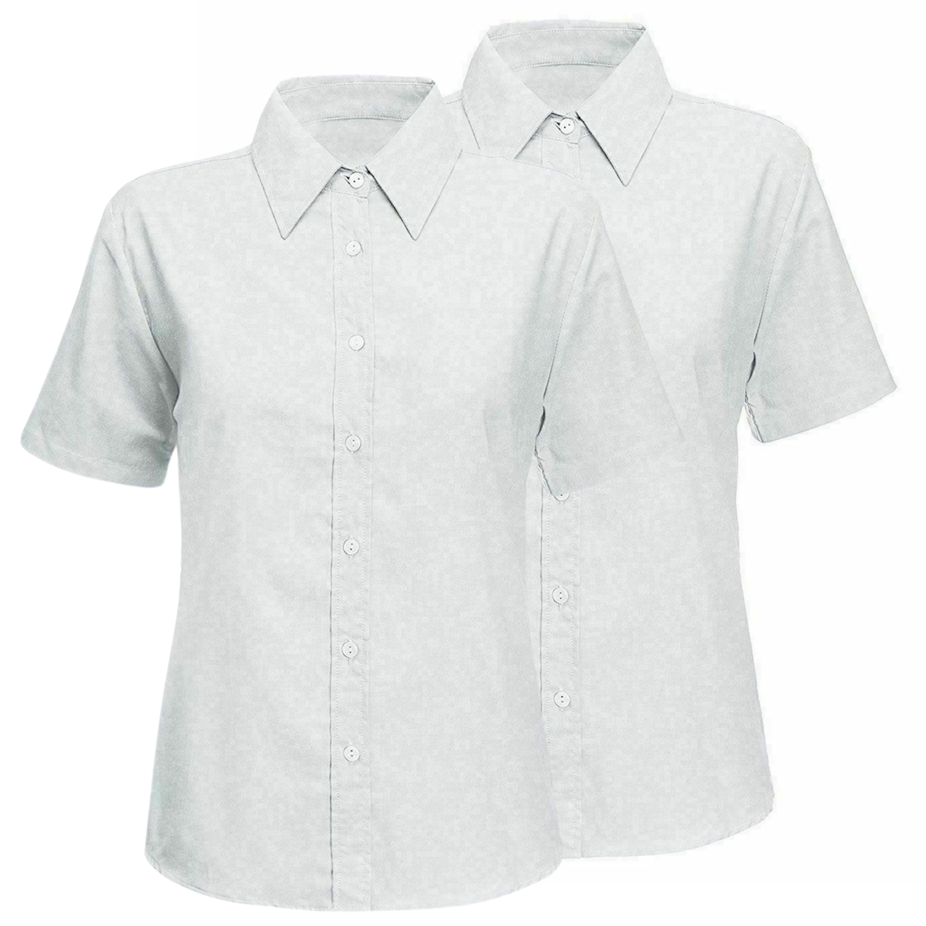 Mädchen Kurzarm Schuluniform Shirt Kinder weiß Bluse Oberteil 2er Pack - Bild 8 von 14