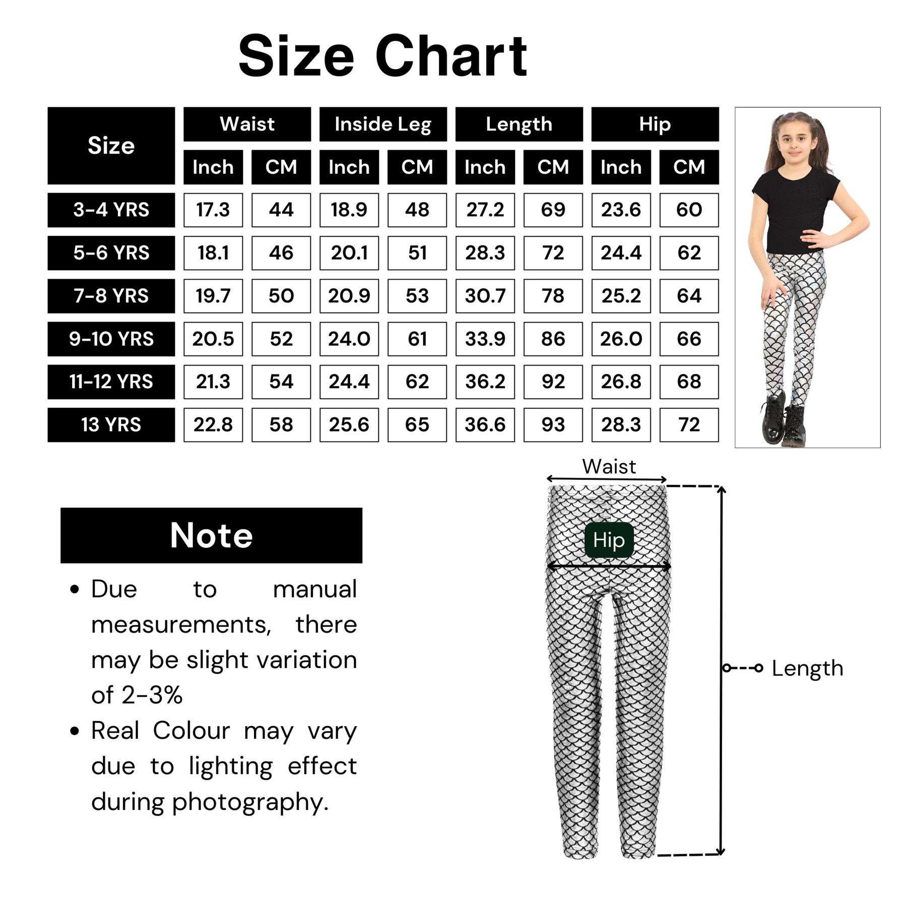 Girls Mermaid Leggings Kids Fish Scale Disco Skinny Shiny Metallic Trouser Pants - Picture 25 of 57