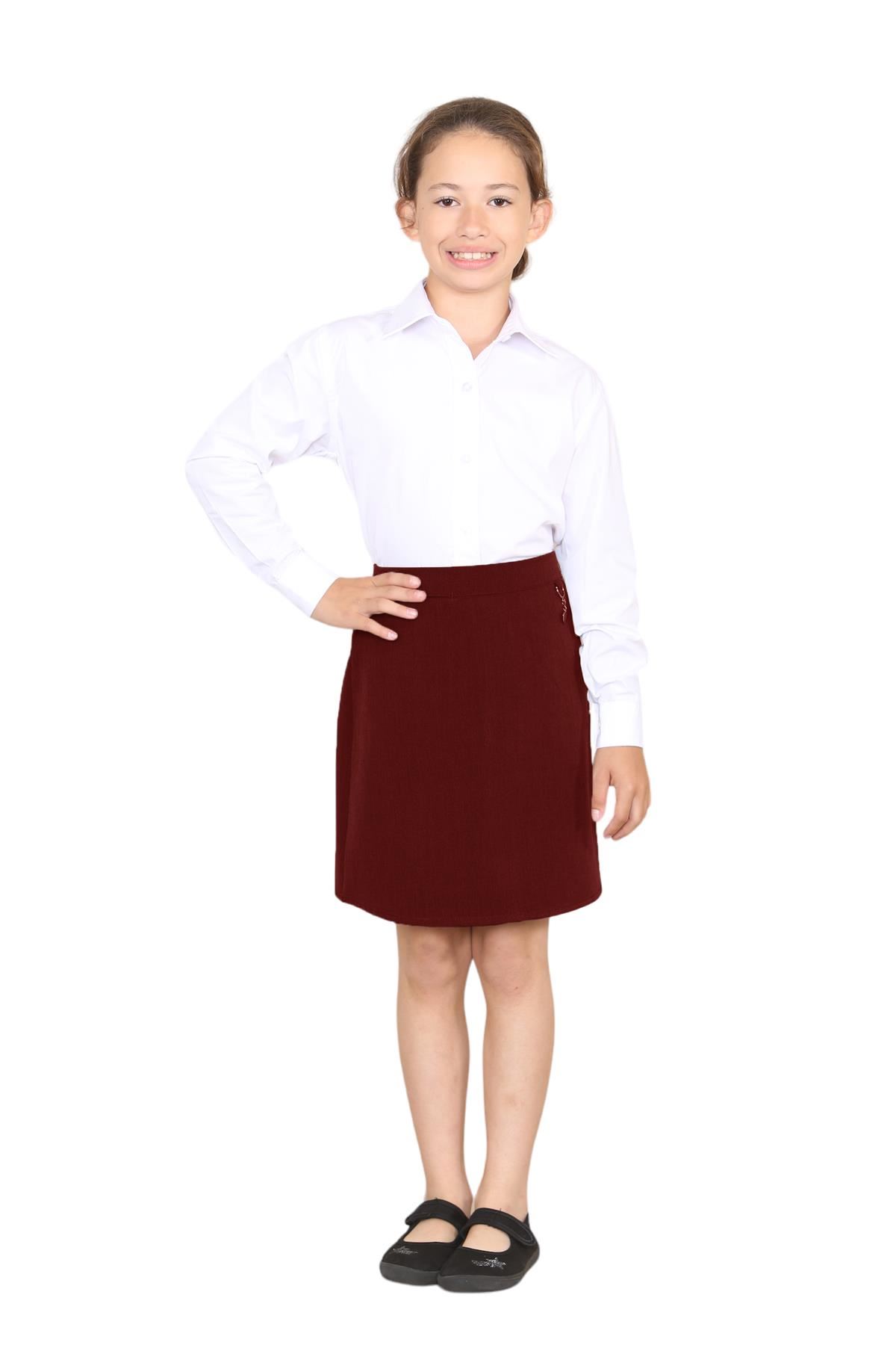 Girls Lycra School Skirt Heart Attachment Front Pocket Elasticated Back Uniform - Picture 9 of 29