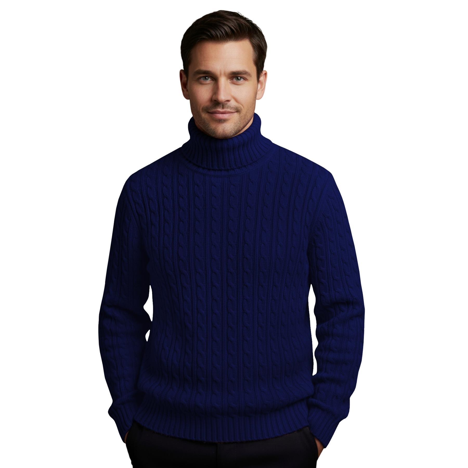 Herren Polo Rollkragen Langarm Pullover Zopfmuster Winterpullover Pulli - Bild 79 von 154
