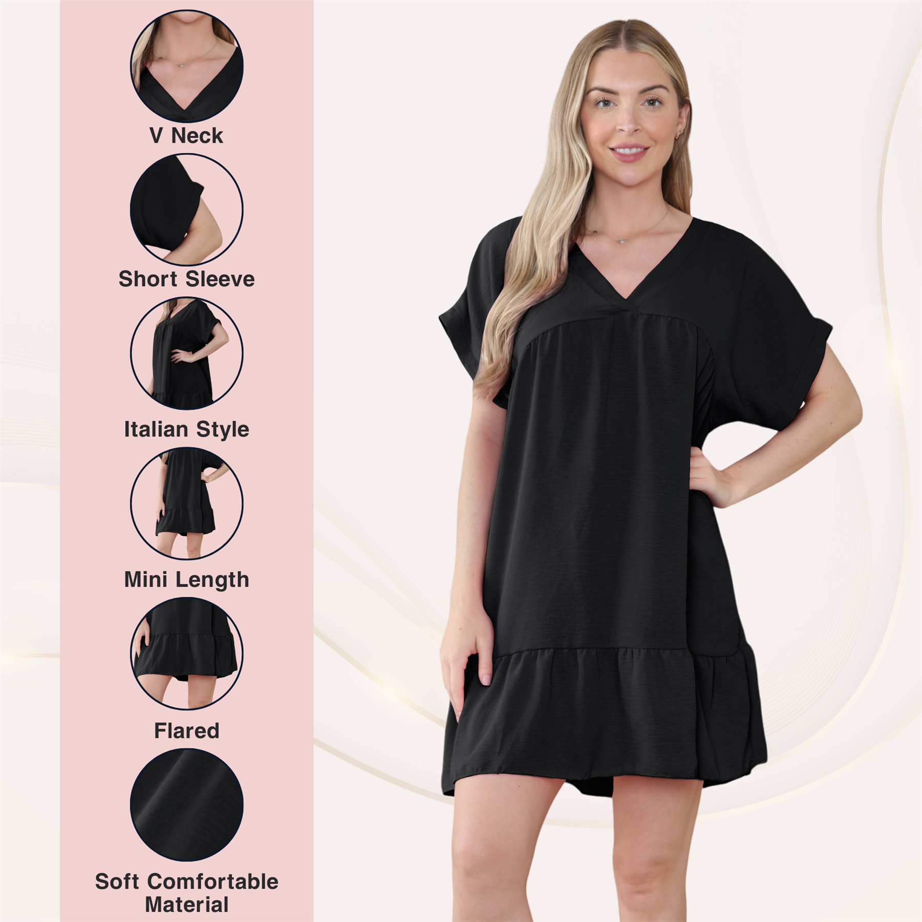 Mini top plisado liso italiano con cuello en V para mujer playa columpio - Imagen 5 de 54