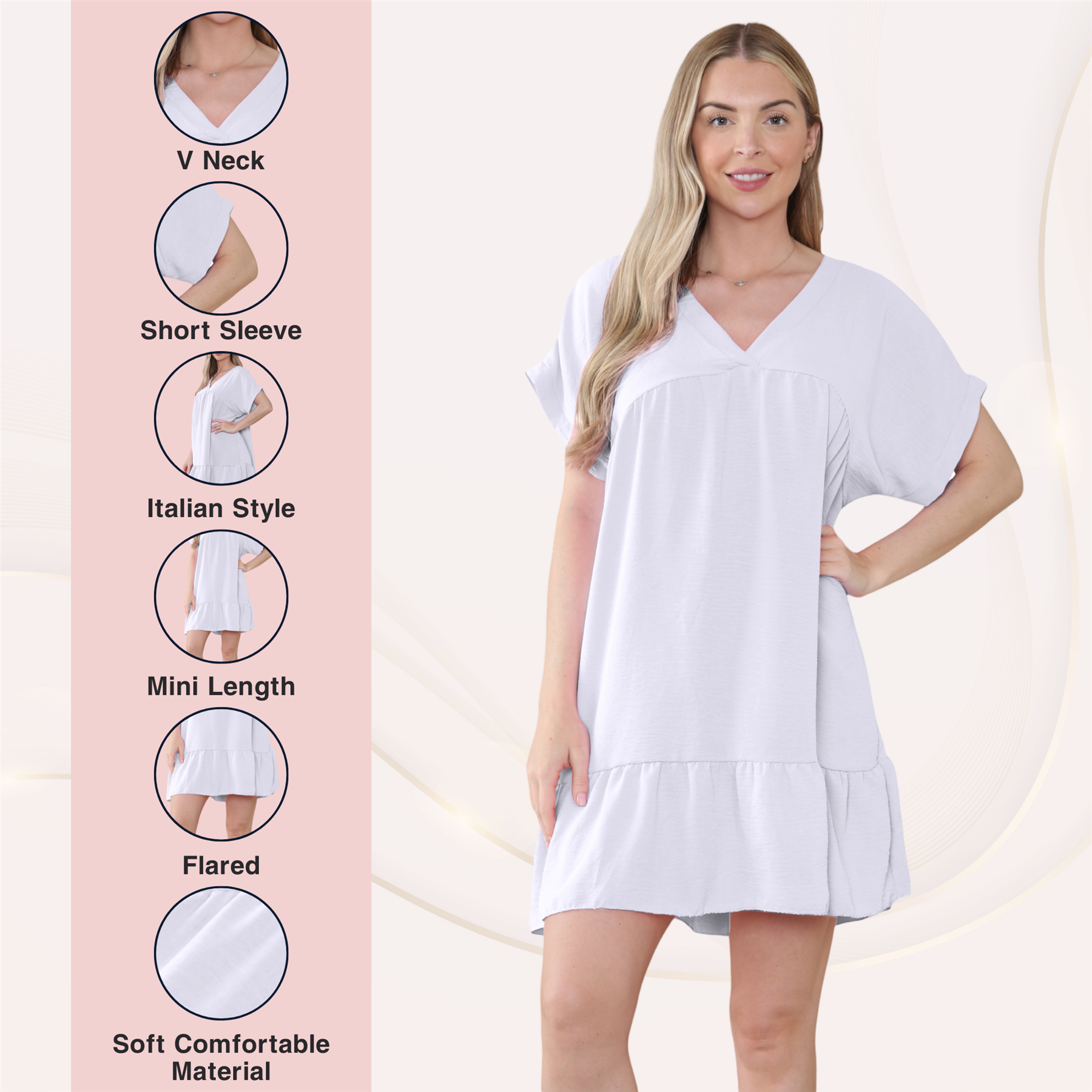 Mini top plisado liso italiano con cuello en V para mujer playa columpio - Imagen 53 de 54