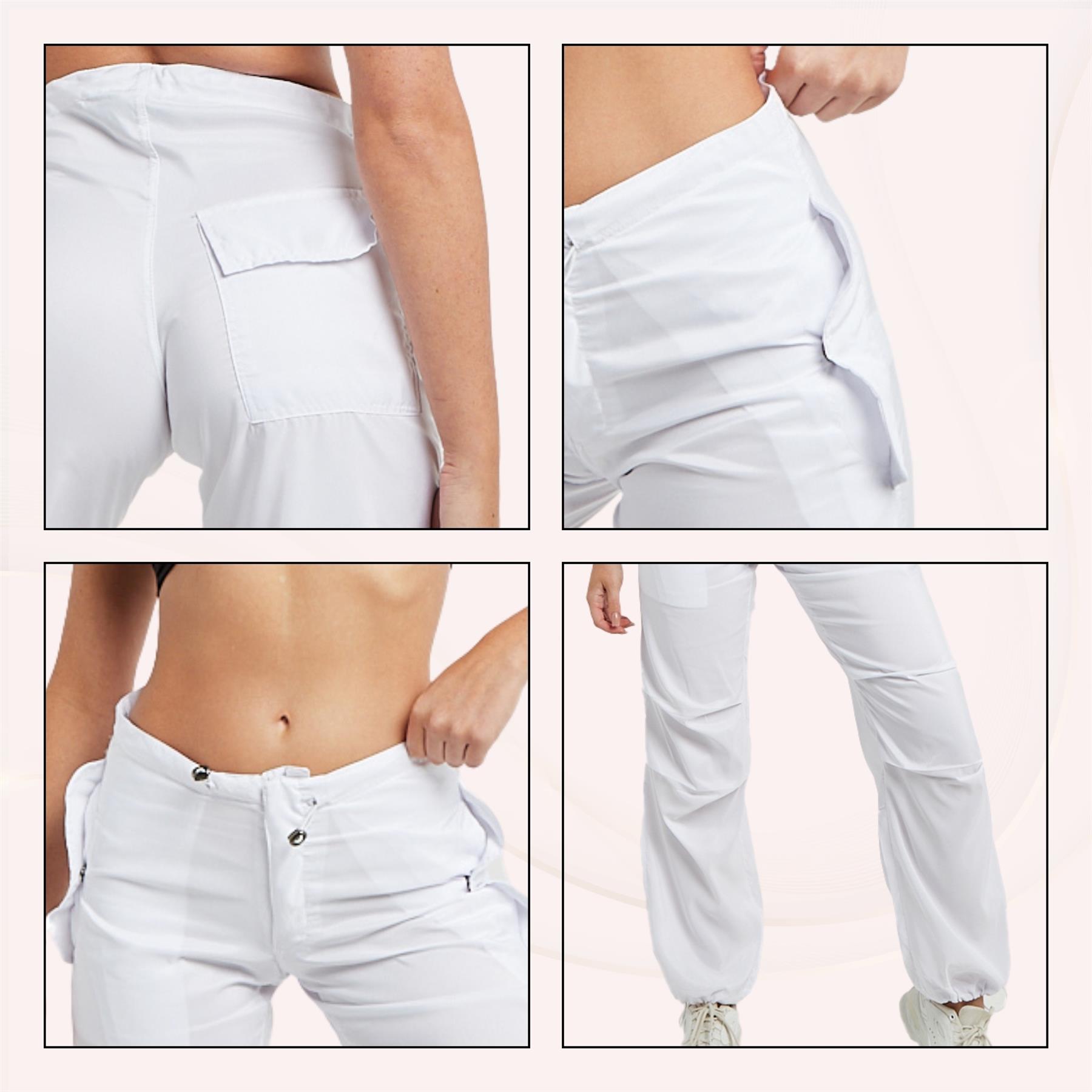 Pantalones de carga para mujer parte inferior con puños cordón cintura baja sueltos pantalones informales - Imagen 49 de 50