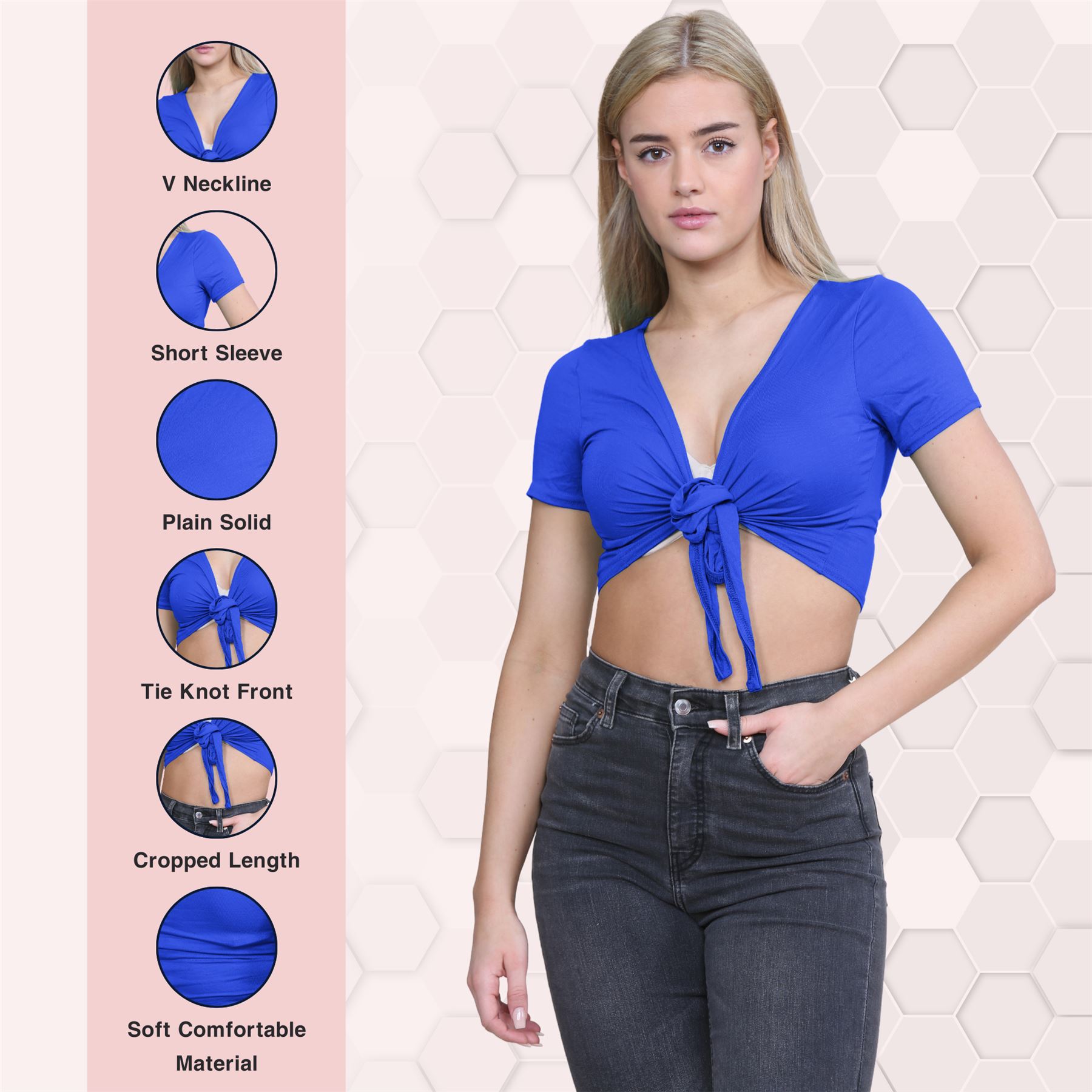 Damen-Cardigan Kurzarm vorne zum Binden einfach Bolero Achselzucken lässig bauchfrei Oberteil - Bild 95 von 133