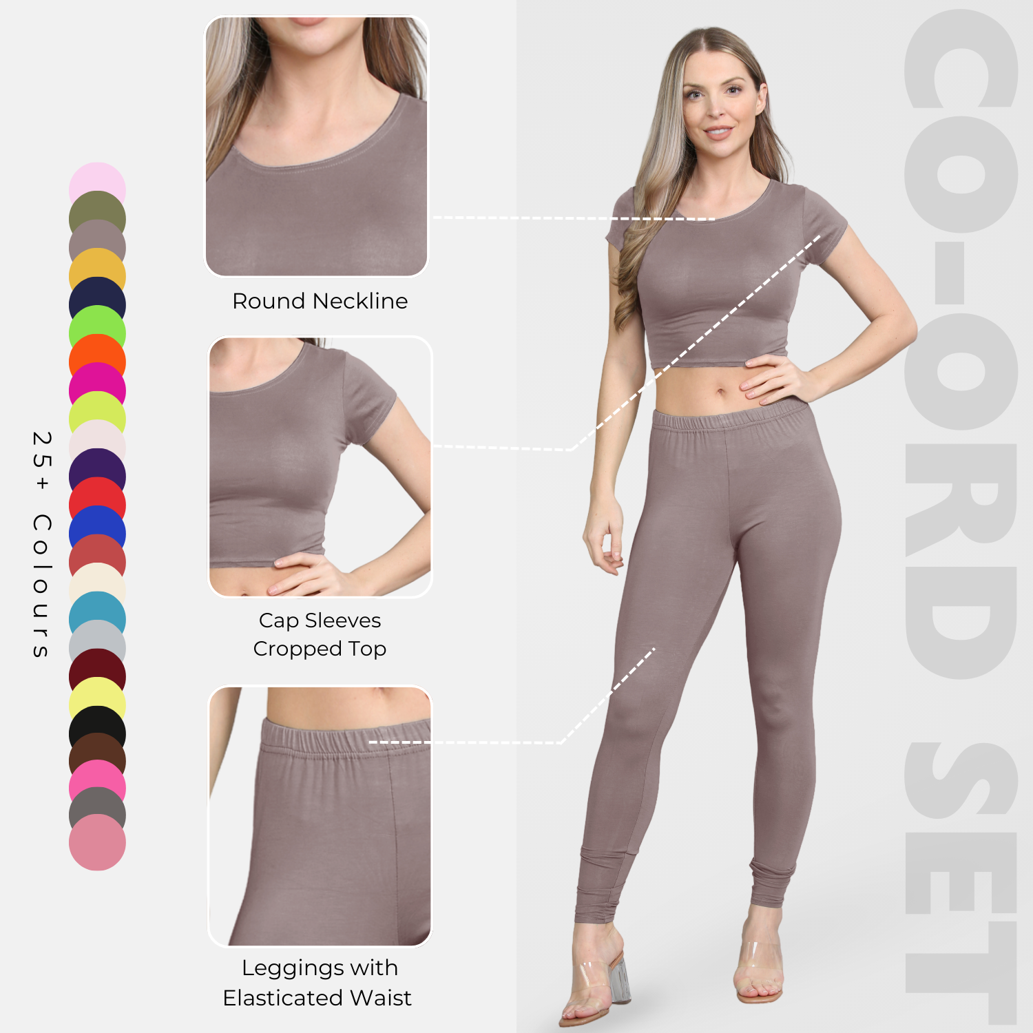 Damen Trainingsanzug Kurzarm Crop Top Sport Legging Workout Aktiv Lounge Set - Bild 76 von 148