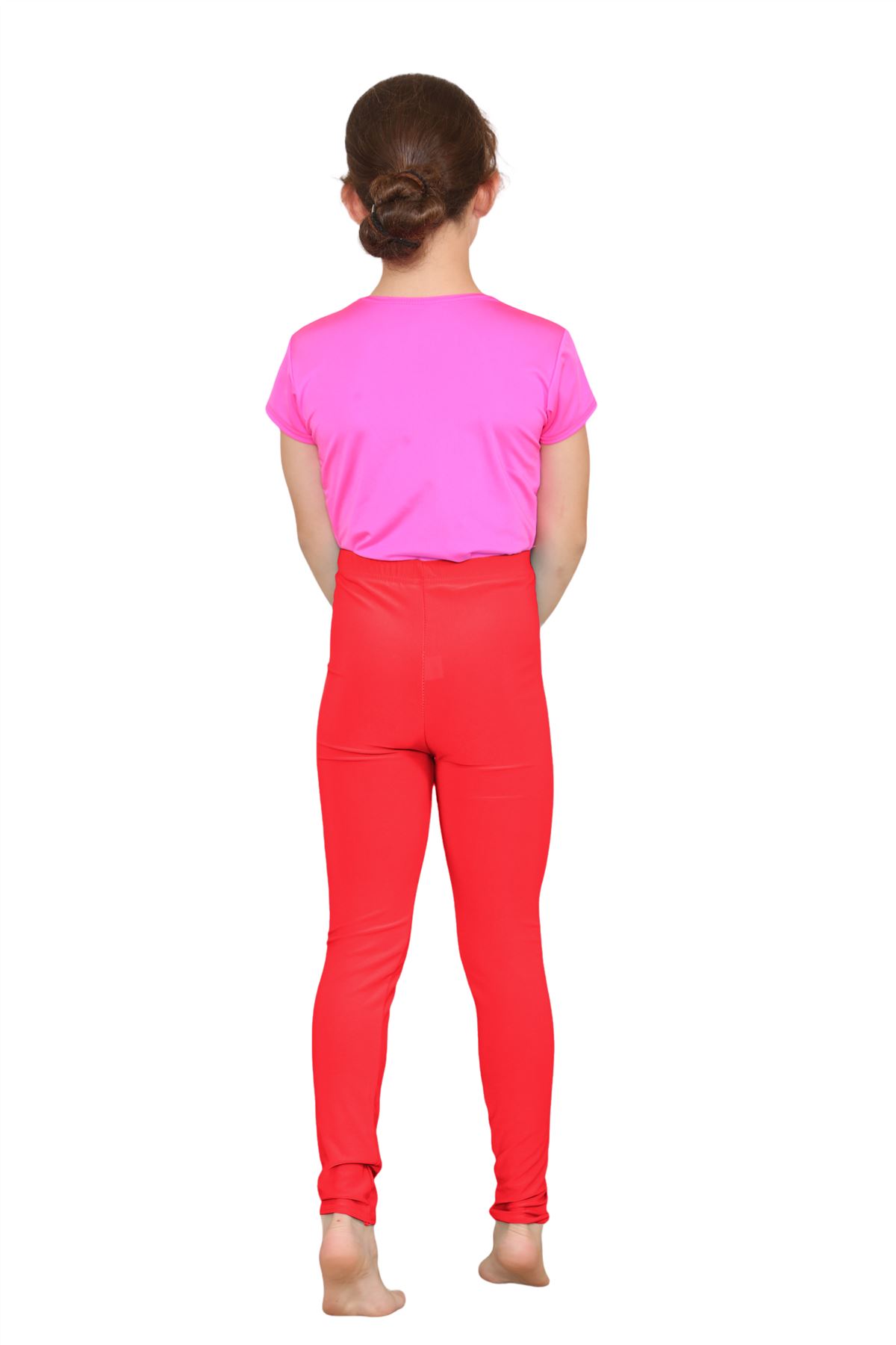 Girls Dance Leggings Gymnastics Microfibre Pants Kids Plain Full Length Trousers - Picture 64 of 85