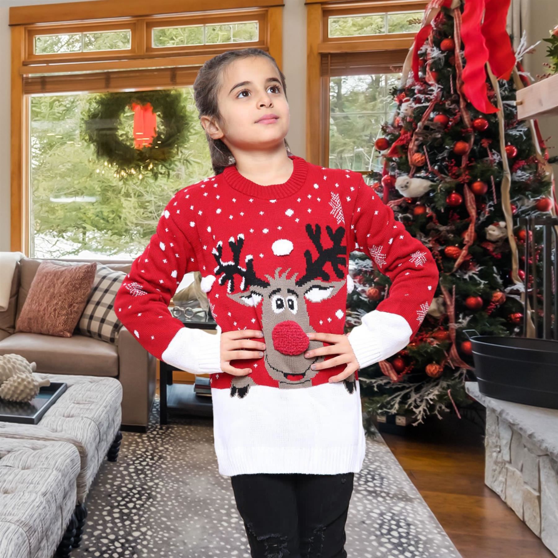 Suéter de Navidad para niños Niñas Niños Reno Niños Novedad Suéter de Navidad - Imagen 67 de 67