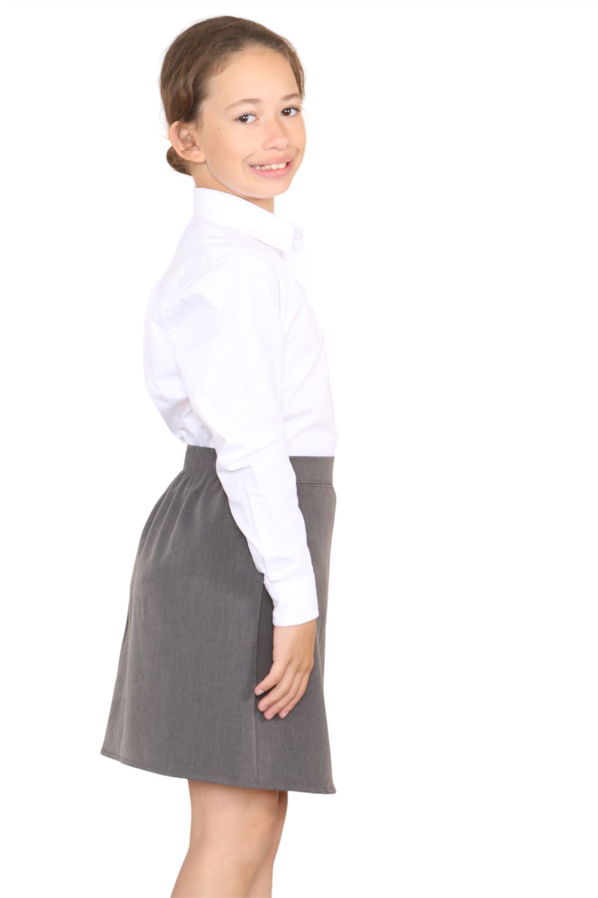 Girls Lycra School Skirt Heart Attachment Front Pocket Elasticated Back Uniform - Picture 17 of 29