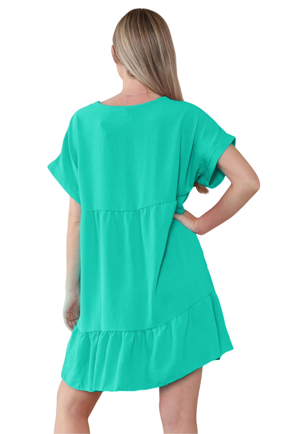 Mini top plisado liso italiano con cuello en V para mujer playa columpio - Imagen 19 de 54