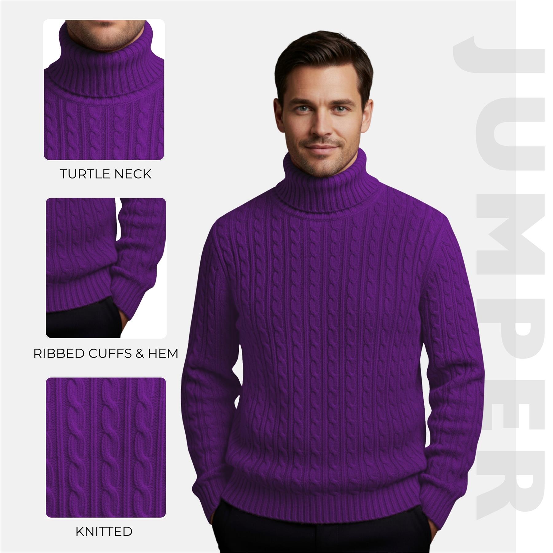 Herren Polo Rollkragen Langarm Pullover Zopfmuster Winterpullover Pulli - Bild 89 von 154