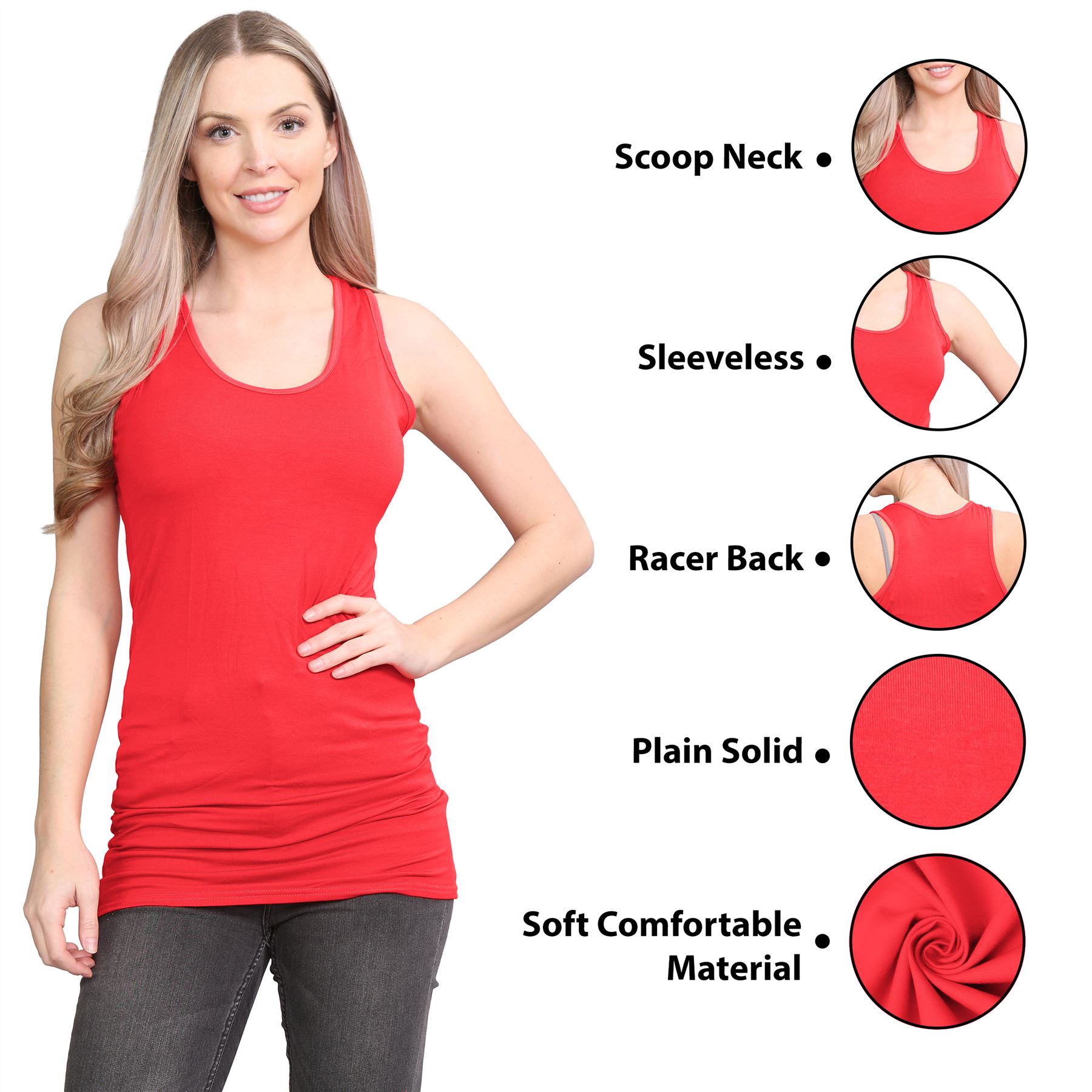 Damen Racerback Weste ärmellos figurbetont einfach dehnbar lang Muskel Gym Top - Bild 33 von 113