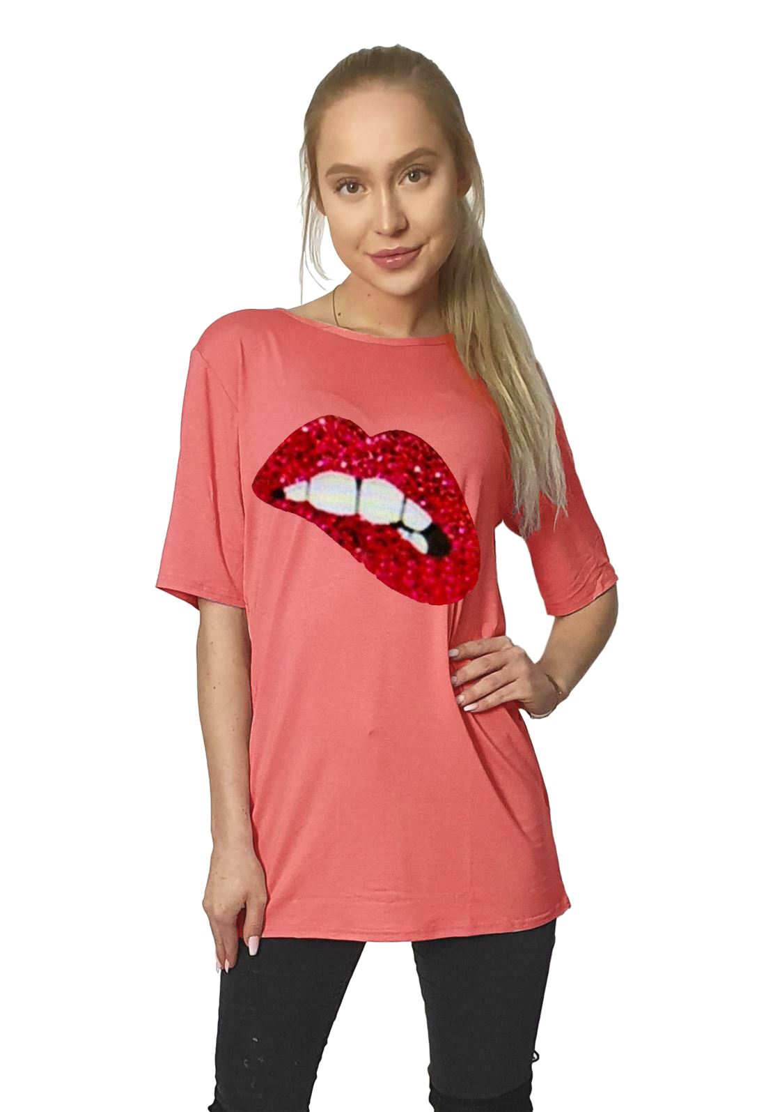 Womens Oversized T-Shirt Plain Baggy Short Sleeve Round Neck Basic Summer Top - Picture 36 of 44