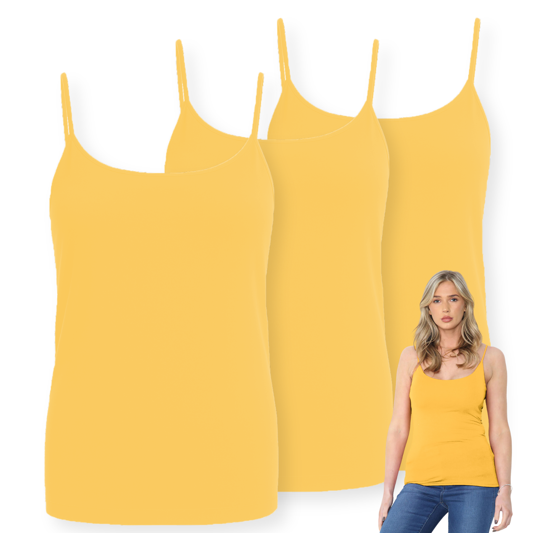Womens Bodycon Cami Strappy Tank Top Plain Summer Activewear Vest Top, Pack of 3 - Picture 91 of 221