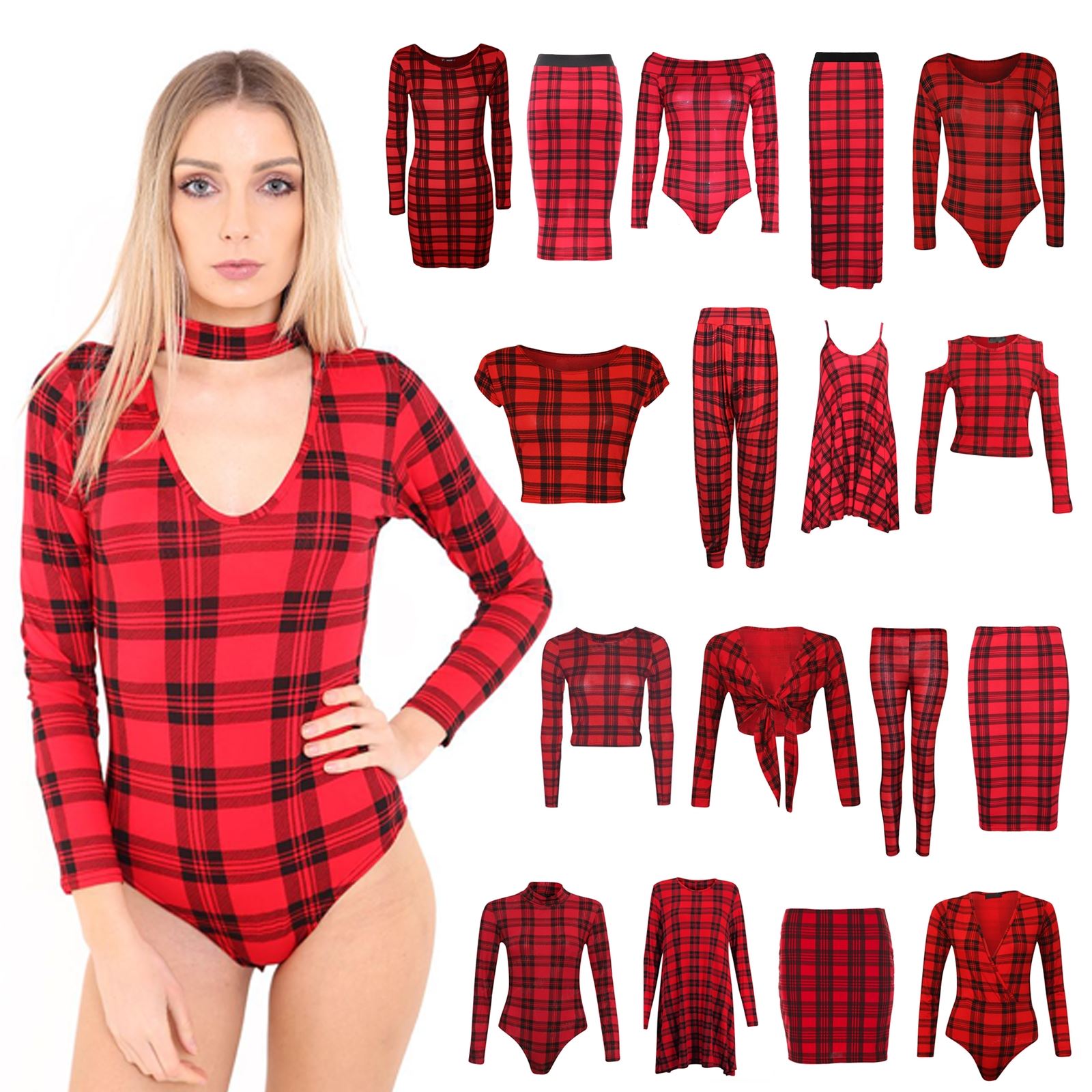 red tartan bodycon dress