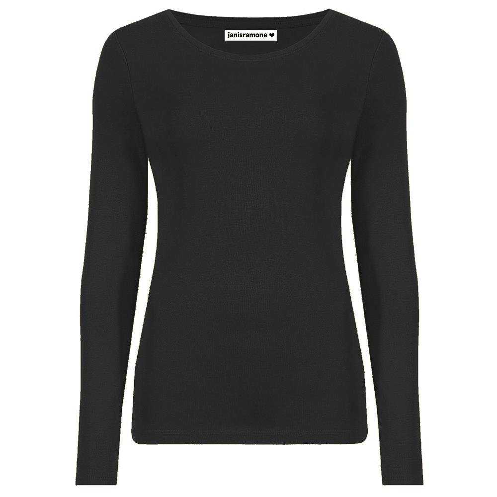 Langarm Damen-T-Shirt Rundhals-Top dehnbar Jersey schlicht Basic Freizeit-Top - Bild 3 von 34