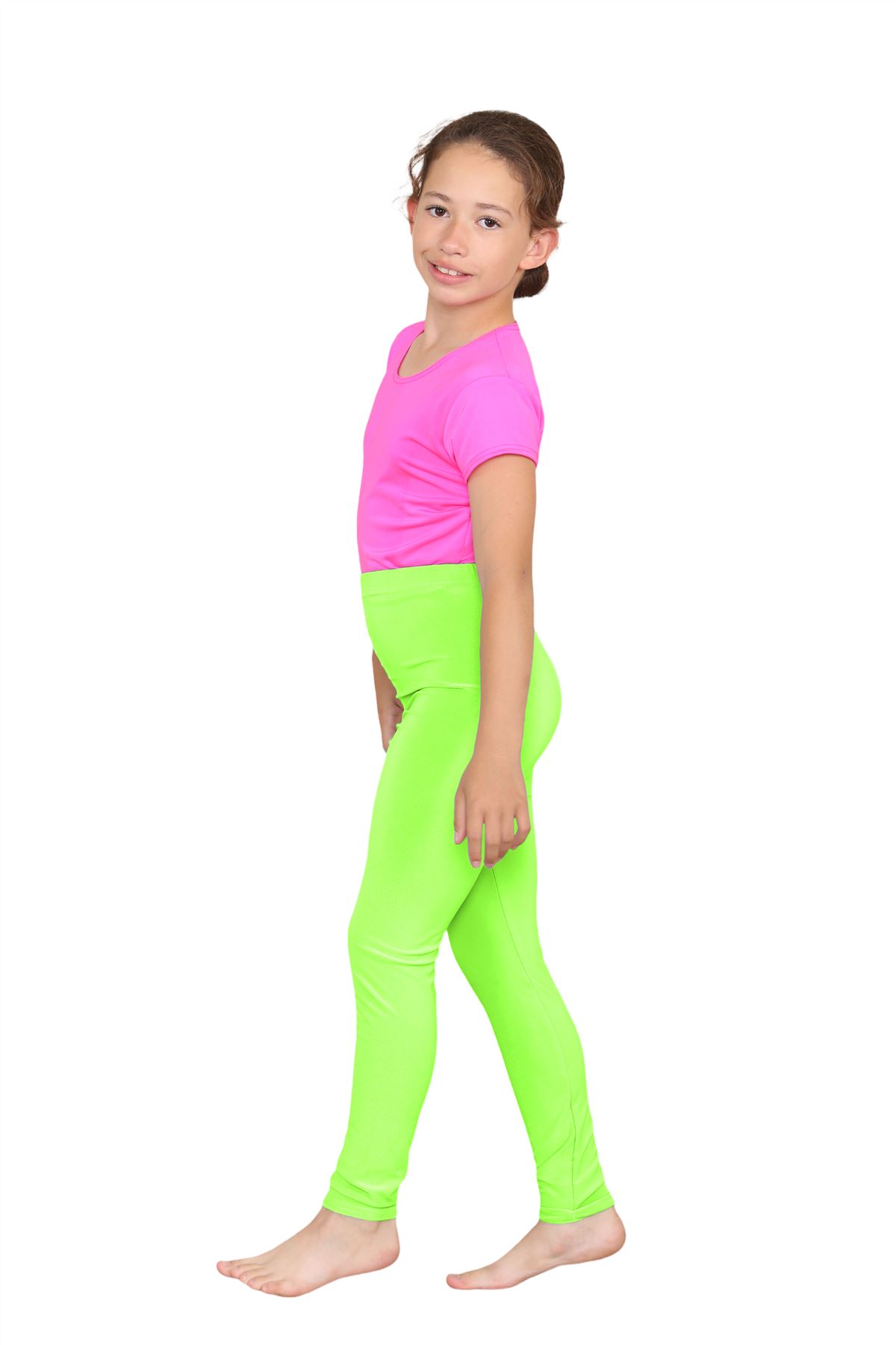 Girls Dance Leggings Gymnastics Microfibre Pants Kids Plain Full Length Trousers - Picture 27 of 85