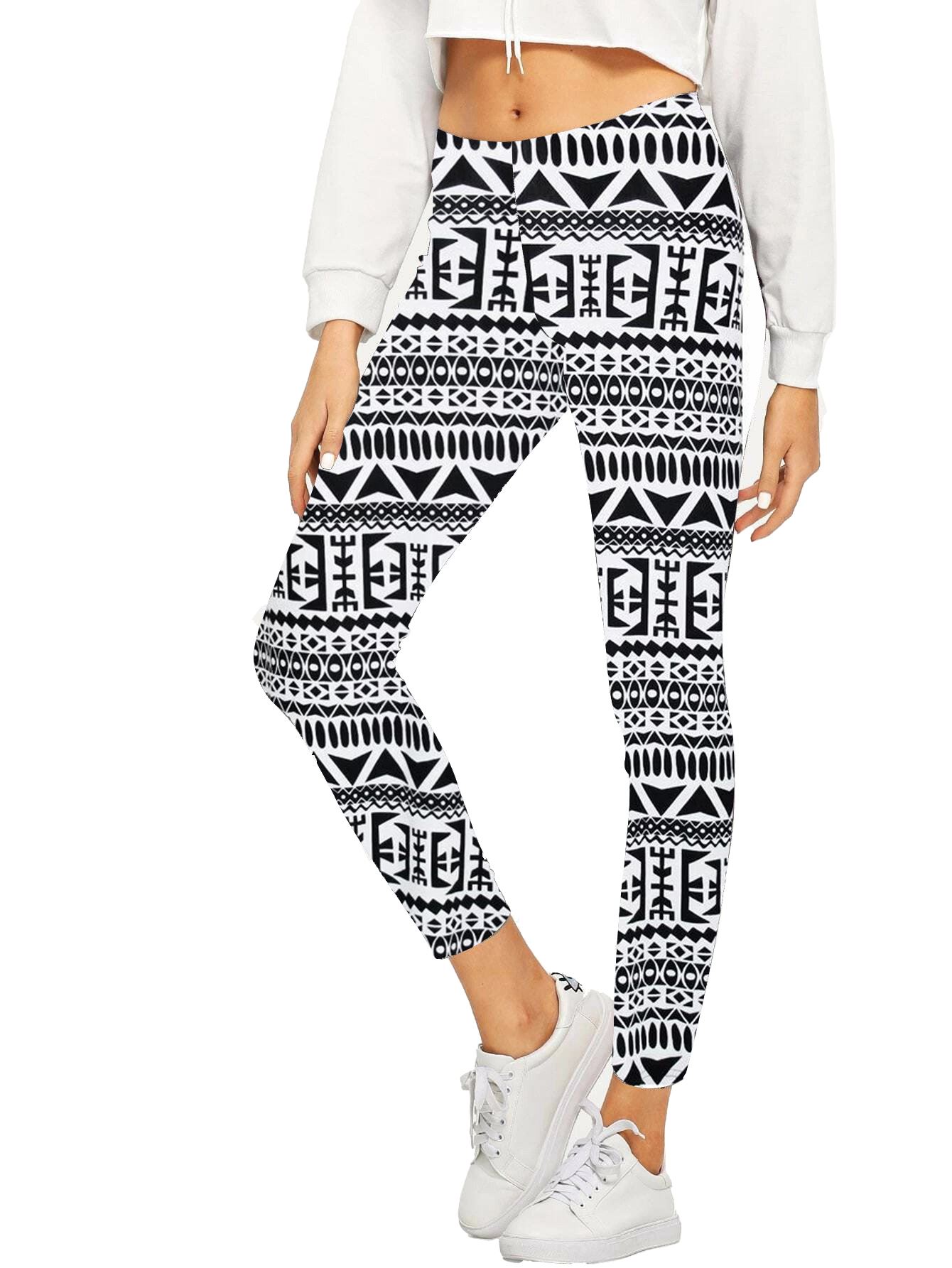 Womens Full Length Printed Leggings Skinny Yoga Trouser Casual Stretchy Pants - Picture 7 of 25