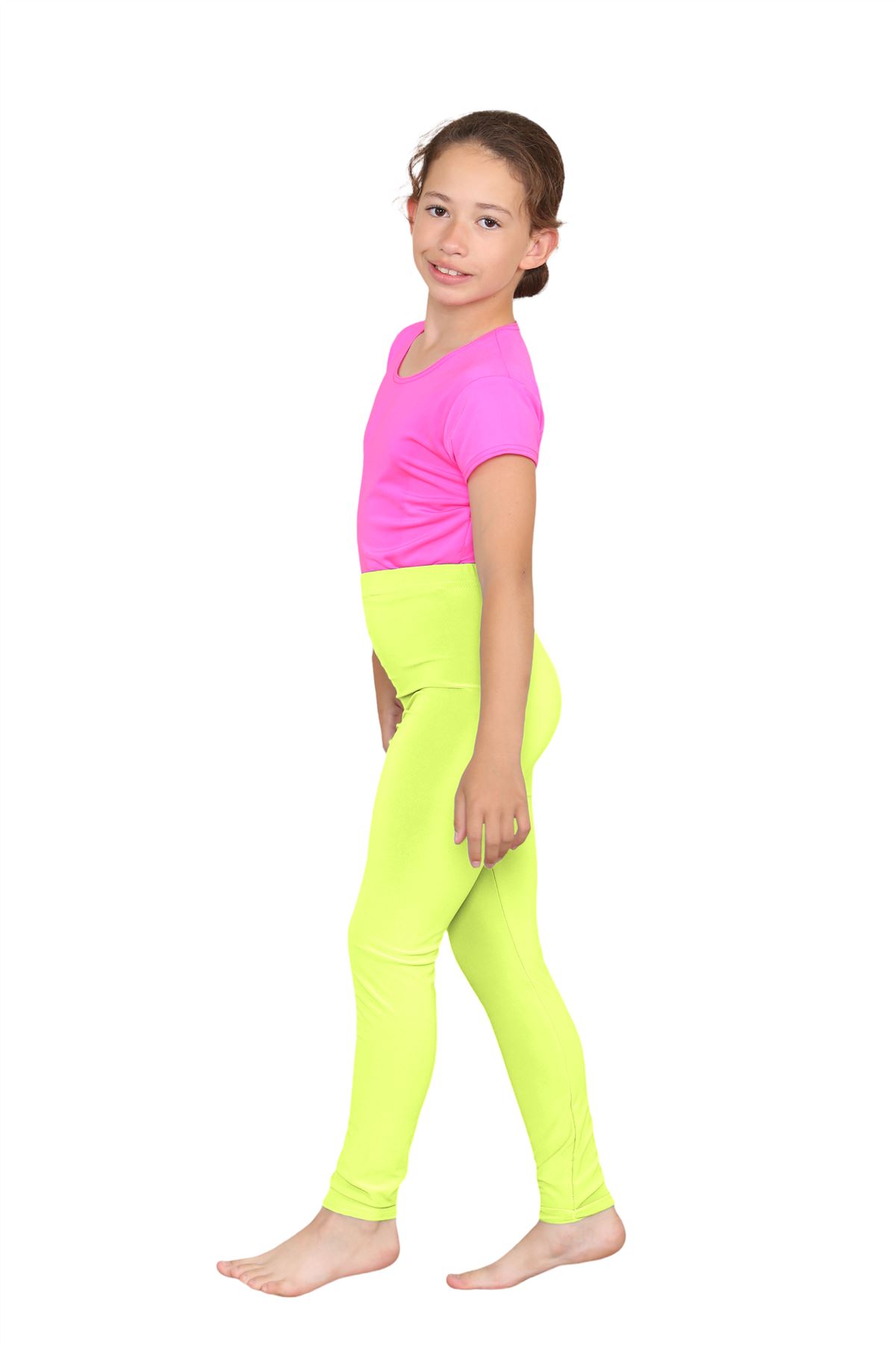 Girls Dance Leggings Gymnastics Microfibre Pants Kids Plain Full Length Trousers - Picture 51 of 85