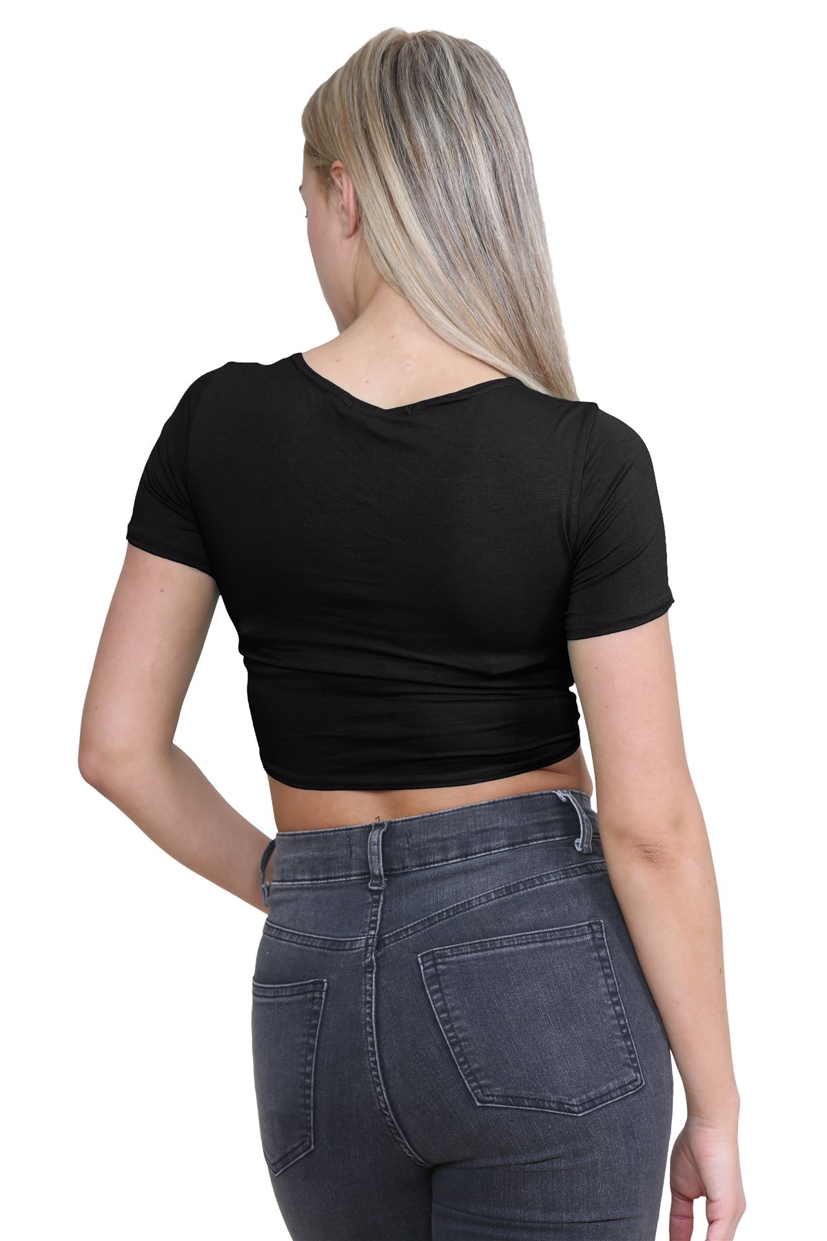 Damen-Cardigan Kurzarm vorne zum Binden einfach Bolero Achselzucken lässig bauchfrei Oberteil - Bild 10 von 133