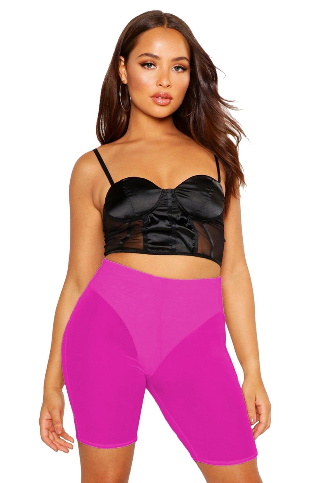 Damen Netz durchsichtig kurze Hose uni Sommer Aktiv Sport Radsport Shorts - Bild 11 von 24