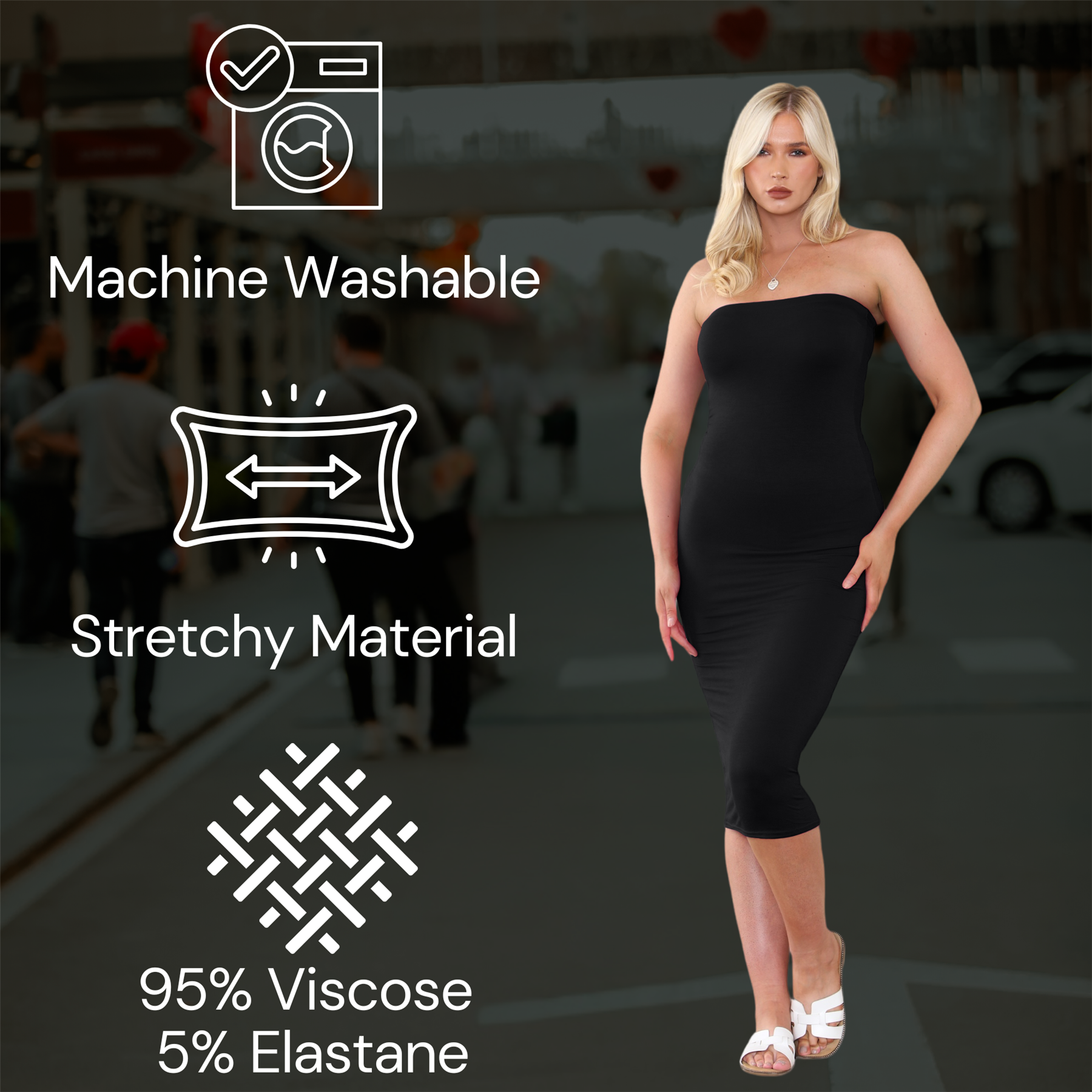 Damas Boobtube Midi Vestido Liso Elástico Sin tirantes Bandeau Verano Bodycon Vestido - Imagen 16 de 126