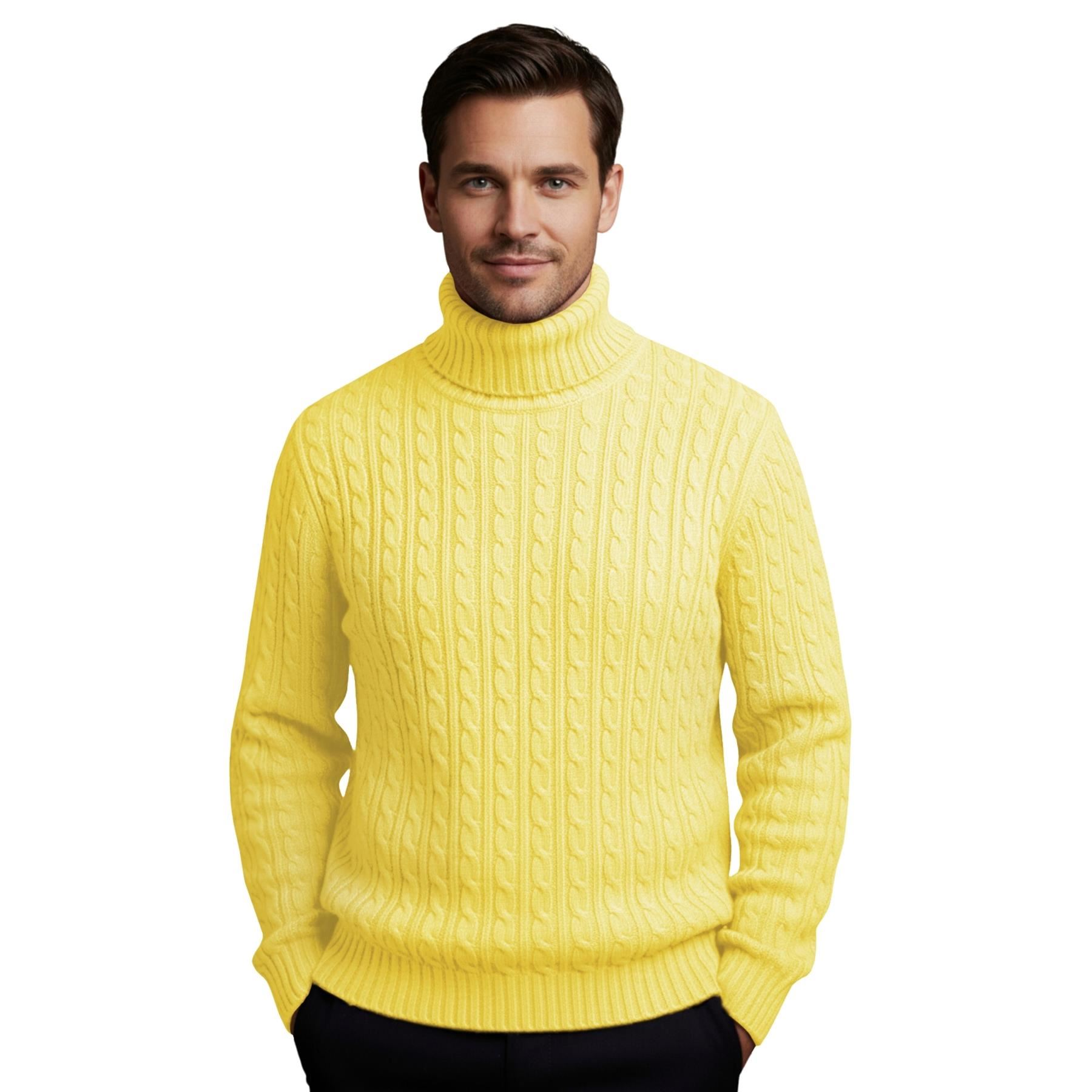 Herren Polo Rollkragen Langarm Pullover Zopfmuster Winterpullover Pulli - Bild 141 von 154