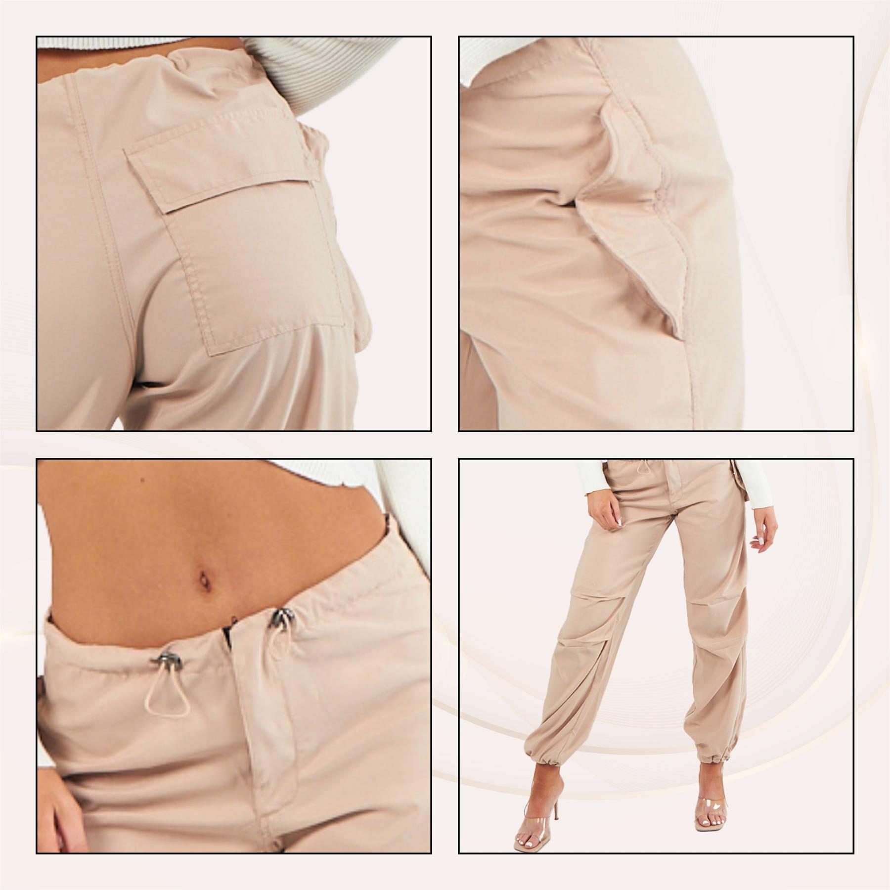 Pantalones de carga para mujer parte inferior con puños cordón cintura baja sueltos pantalones informales - Imagen 42 de 50