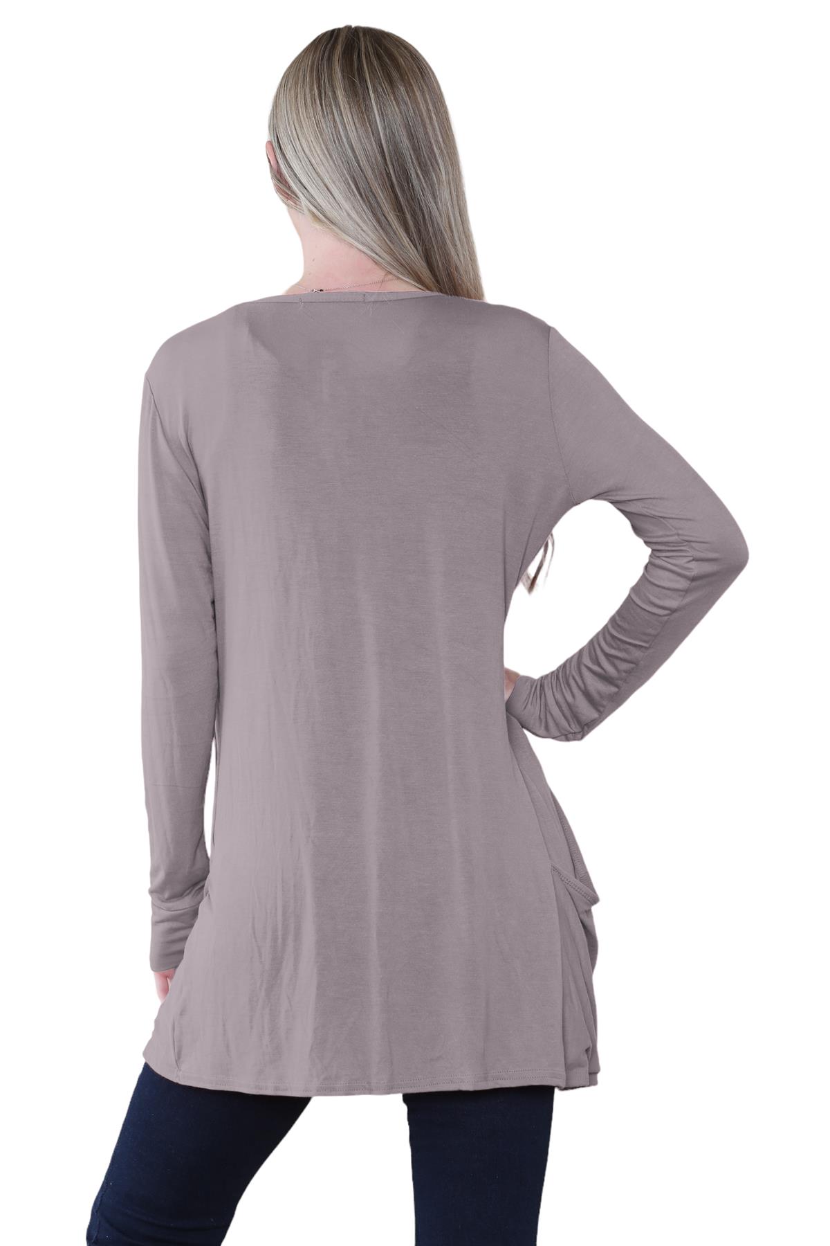 Boyfriend Cardigan Damen schlicht langärmelig offener Tropfen Tasche Freizeit Achselzucken Oberteil - Bild 74 von 148