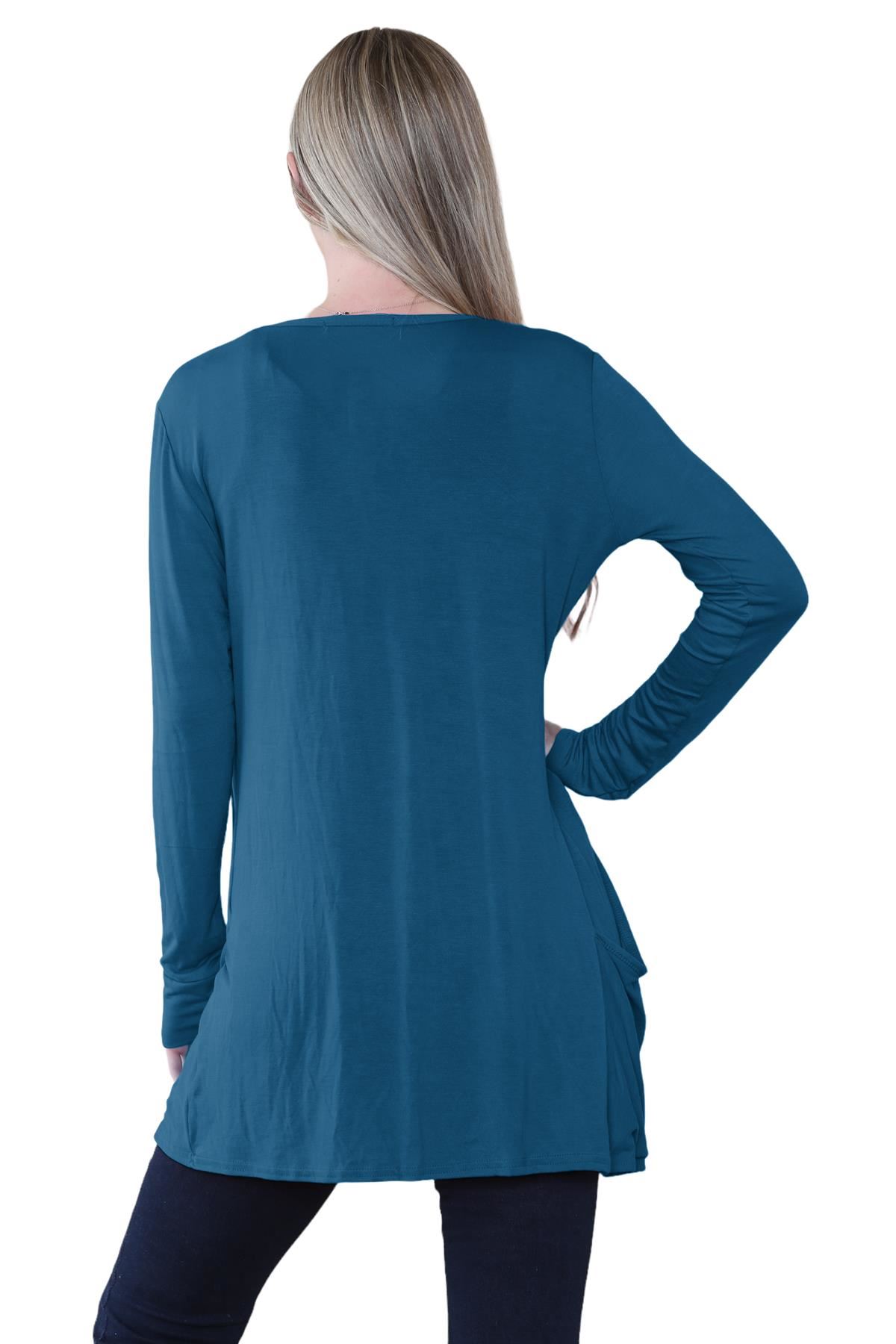Boyfriend Cardigan Damen schlicht langärmelig offener Tropfen Tasche Freizeit Achselzucken Oberteil - Bild 125 von 148