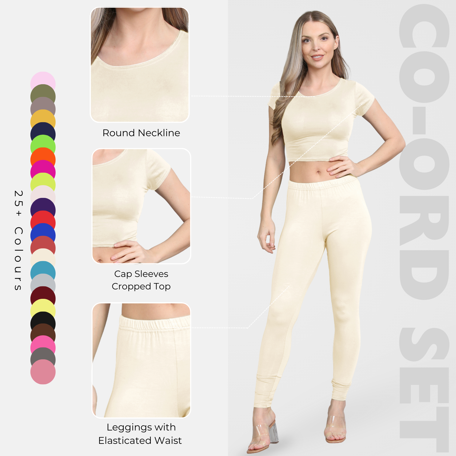 Damen Trainingsanzug Kurzarm Crop Top Sport Legging Workout Aktiv Lounge Set - Bild 118 von 148