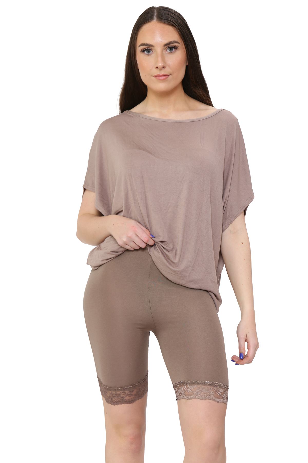 Schulterfreies Damen-T-Shirt Oberteil Fledermausärmel Oversize uni Freizeit Bardot Oberteil - Bild 82 von 225