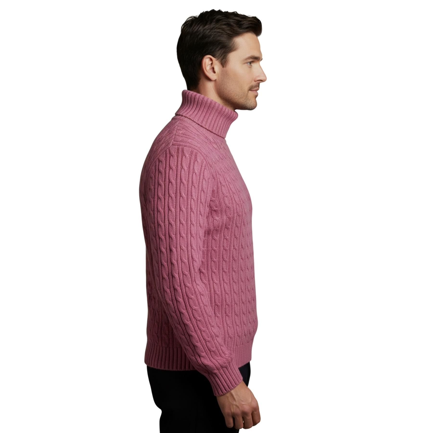 Herren Polo Rollkragen Langarm Pullover Zopfmuster Winterpullover Pulli - Bild 100 von 154