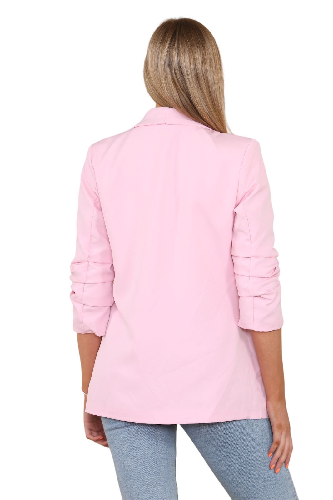 Blazer de manga acanalada para damas totalmente forrado cuello liso informal chaqueta de oficina top - Imagen 4 de 97