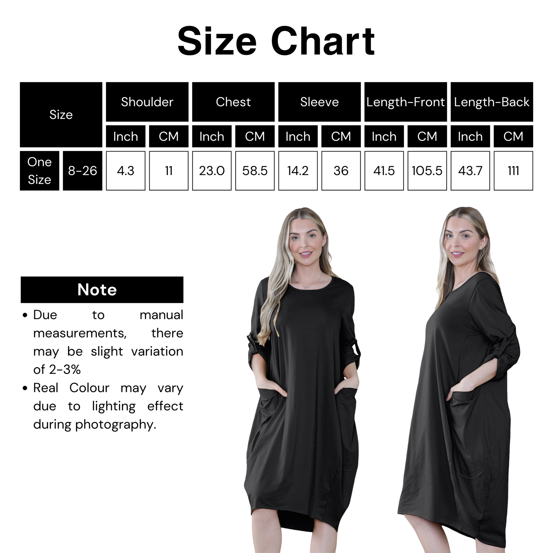 Vestido túnica italiana con mangas giratorias para damas Vestido Lagenlook Bolsillos lisos Vestido holgado - Imagen 6 de 45
