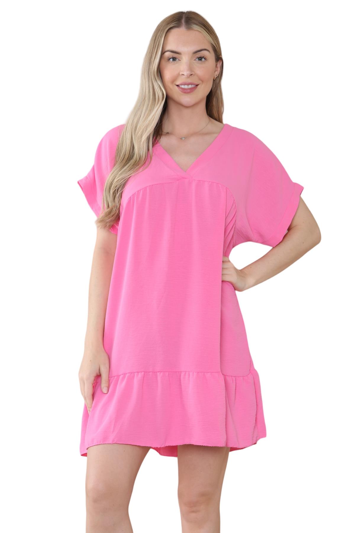 Mini top plisado liso italiano con cuello en V para mujer playa columpio - Imagen 7 de 54