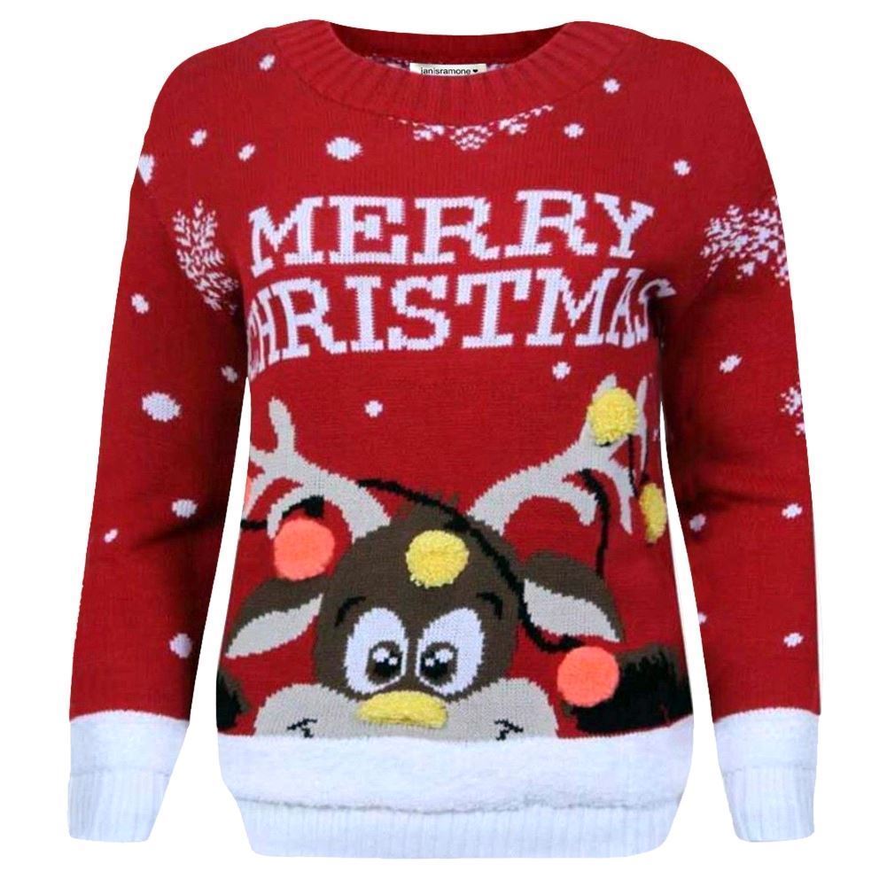 Kinder Weihnachten Pullover Rentier Schneeflocke gestrickt Mädchen Jungen Weihnachten Pullover Pullover - Bild 6 von 22