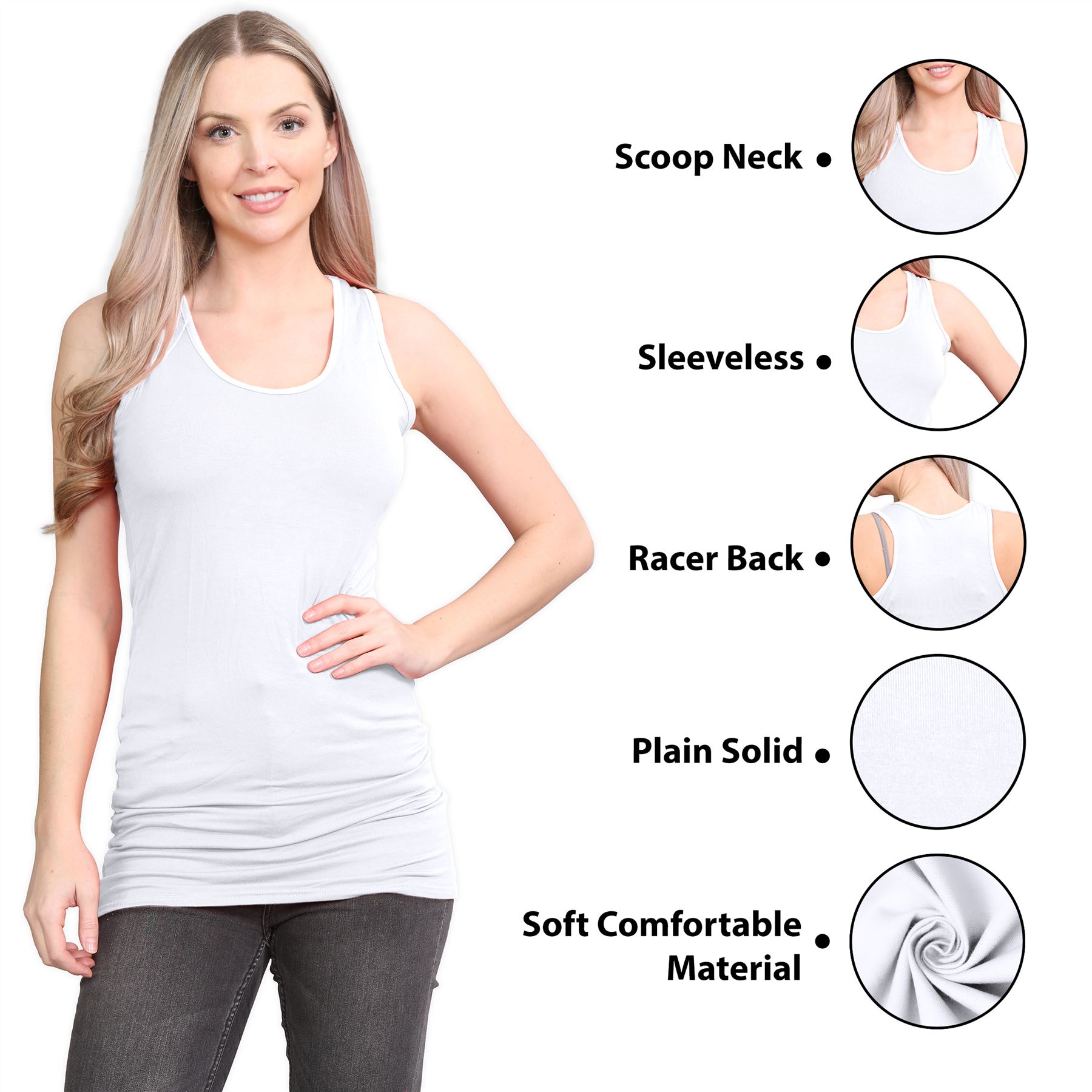 Damen Racerback Weste ärmellos figurbetont einfach dehnbar lang Muskel Gym Top - Bild 105 von 113